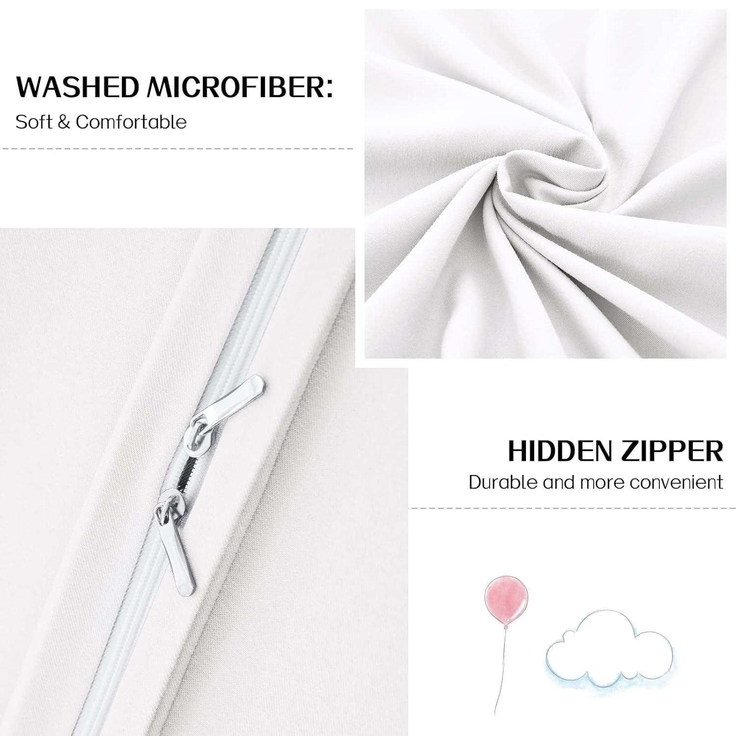 Dreaming Wapiti Duvet Cover Queen,Washed Microfiber Queen Size Duvet Cover Set,Solid Color - Soft and Breathable with Zipper Closure & Corner Ties (White, Queen)