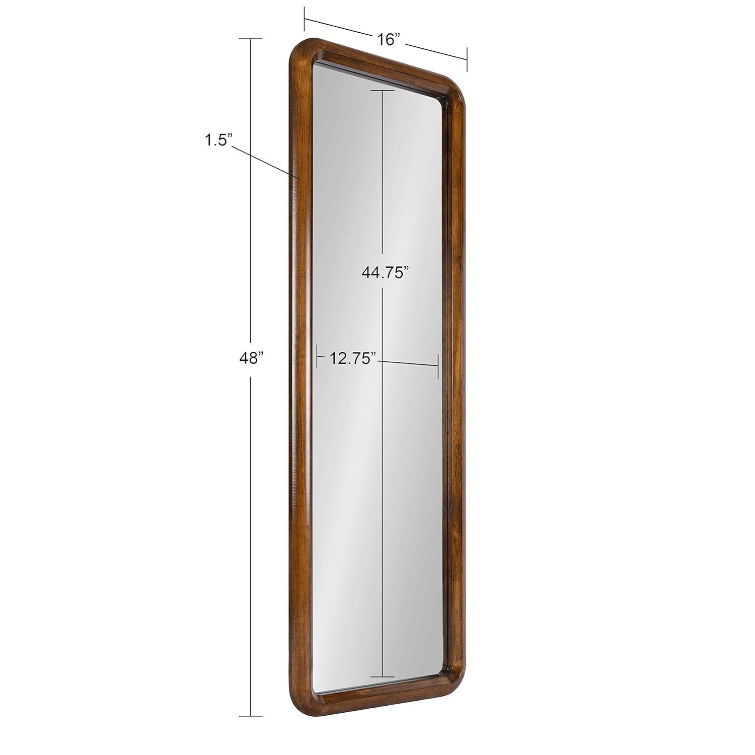 16" x 48" Pao Full Length Wall Mirror Walnut Brown - Kate & Laurel All Things Decor