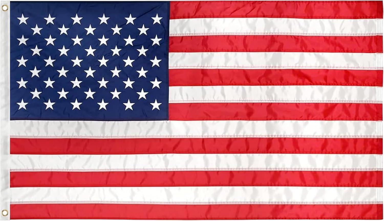 4ft x 6ft Heavy Duty Polyester American Flag with Embroidered Stars