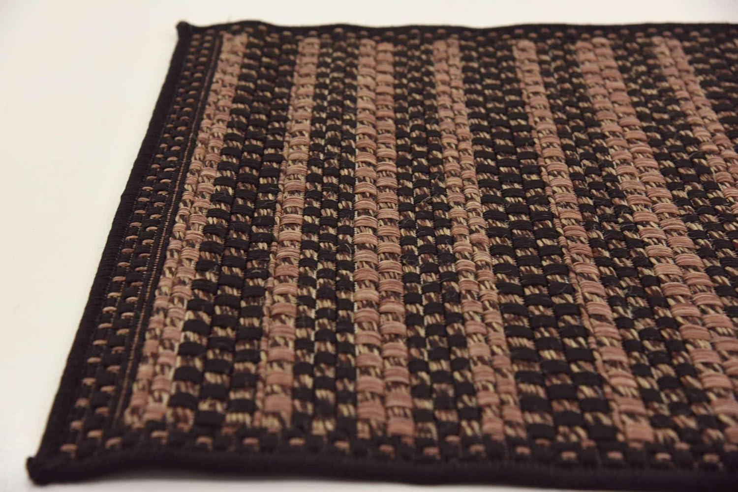 Unique Loom Outdoor Border Collection Area Rug - Checkered (2' 2" x 6' Runner Brown/Black)