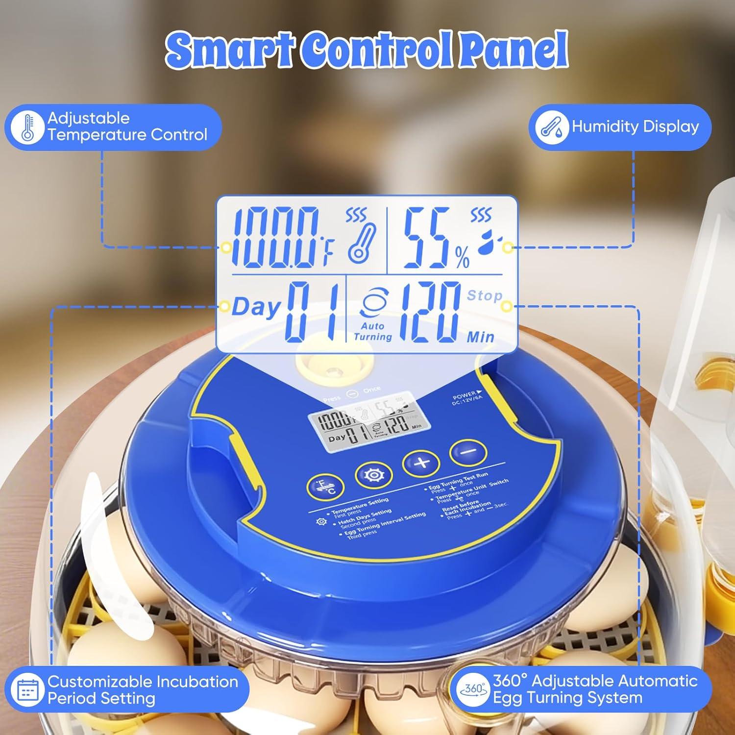 18 Egg Incubators for Hatching Eggs,Egg Incubator with Precise Humidity & Temperature Control,Incubators for Auto Egg Turning,Auto Water Add,Egg Candler,Applicable to Chicken,Goose,Duck,Quail