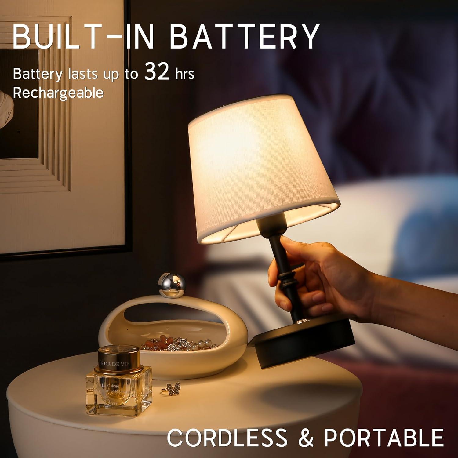 Alcott Hill® Mini – Cordless LED Table Lamp with Dimmer, Built-in Rechargeable Battery, 3-Level Brightness, Patio Table Lamp, Bedside Night Lamp, Ambient Light for Restaurant.