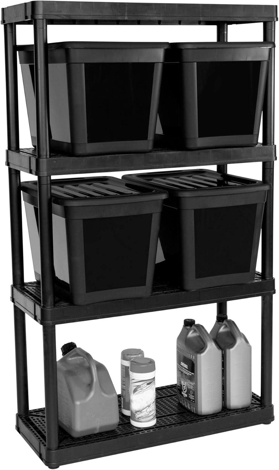 Gracious Living 4 Shelf Fixed Height Ventilated Medium Duty Shelving Unit Organizer System for Home, Garage, Basement, Laundry