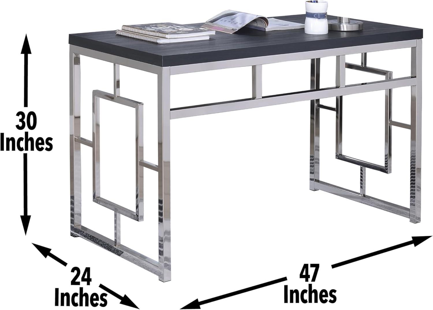 Contemporary Adina Desk Cappuccino - Steve Silver Co.: Chrome Finish, Faux Wood, 47" Width, No Storage