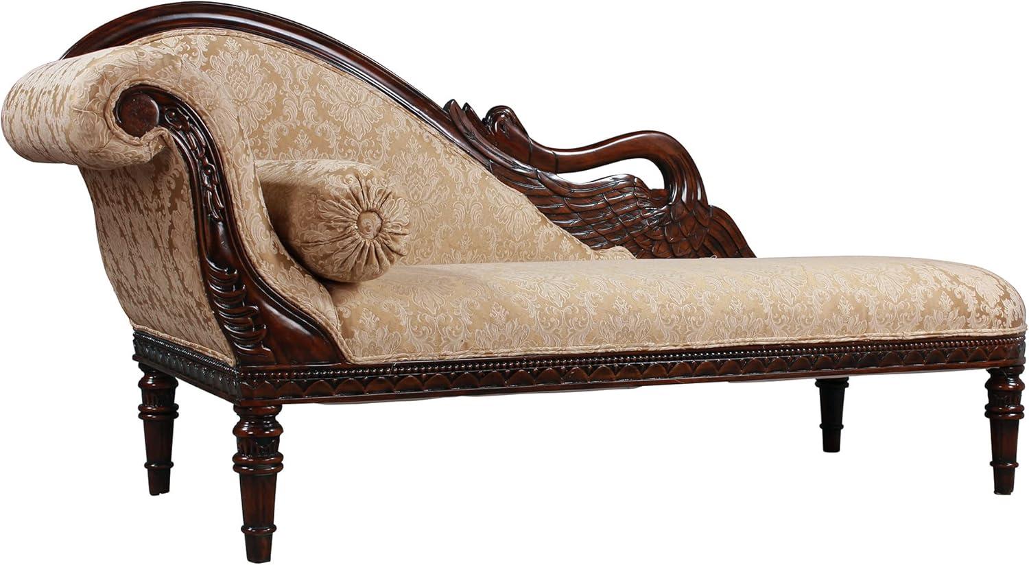 Victorian Swan Motif Hand-Carved Mahogany Fainting Couch