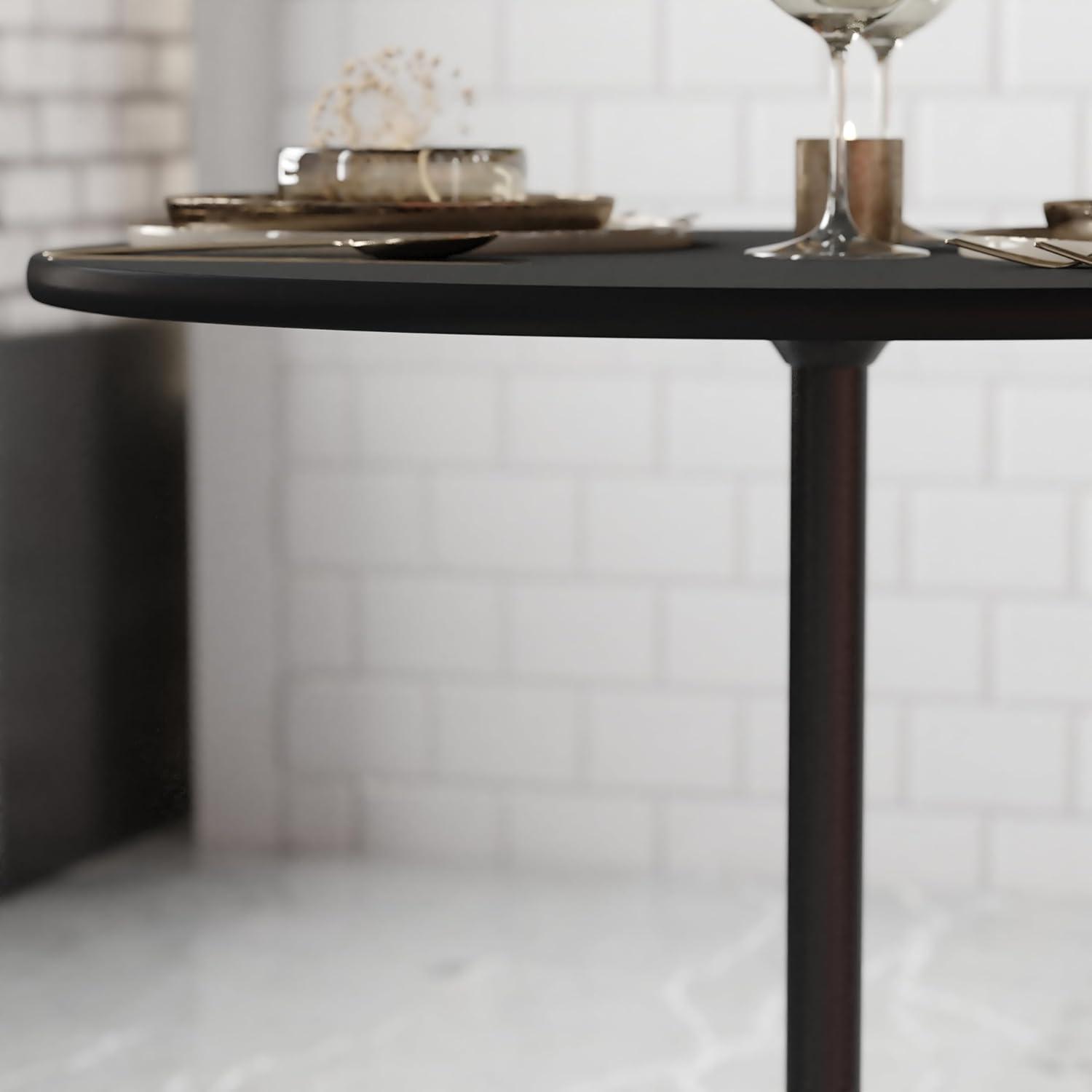 Flash Furniture Lars 30'' Round Wood Cocktail Table with 30'' and 42'' Columns, Black