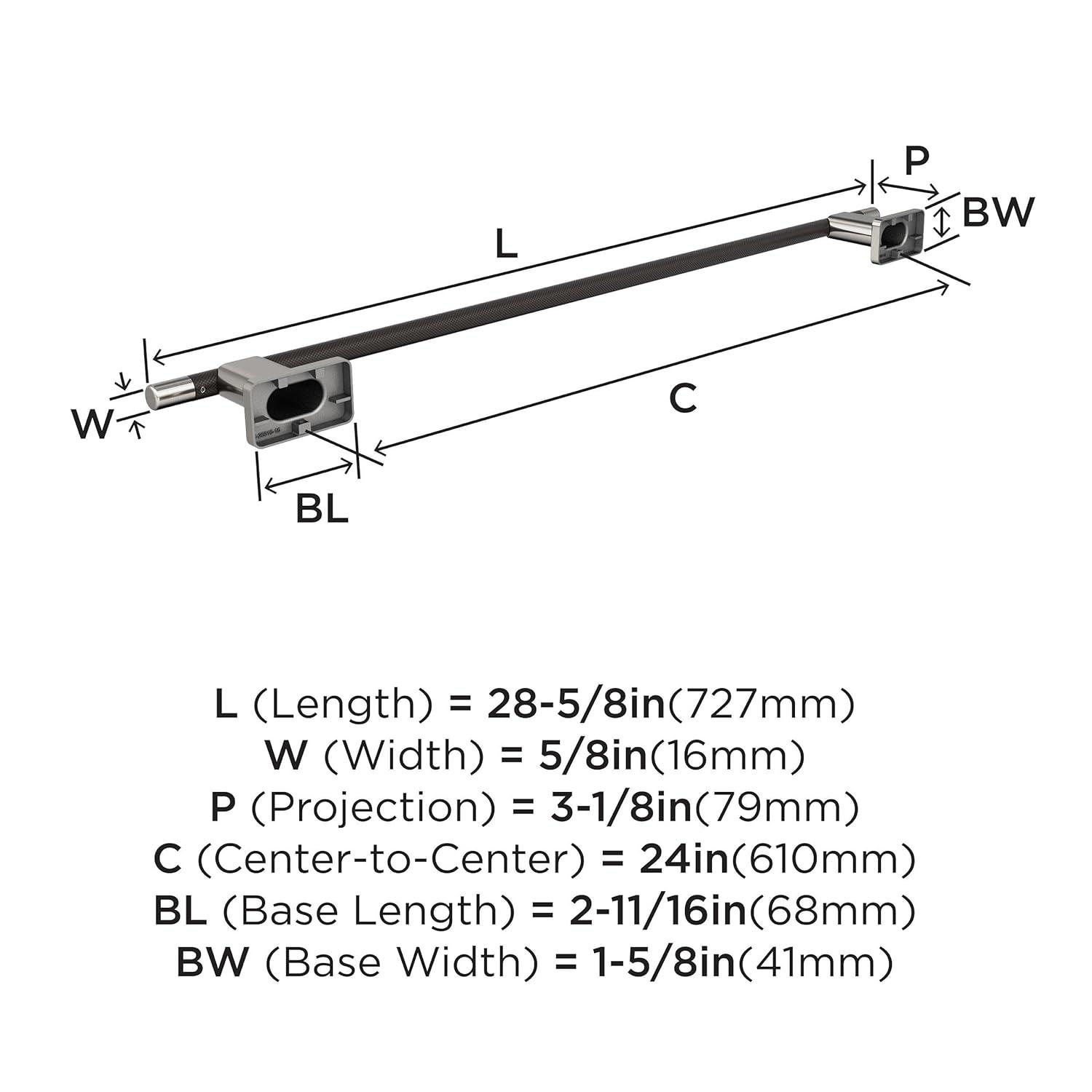 Amerock Esquire Brushed Nickel/Oil-Rubbed Bronze 24 inch (610mm) Towel Bar