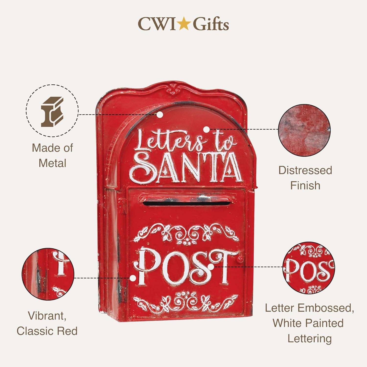 Red Metal Vintage Letters to Santa Post Box