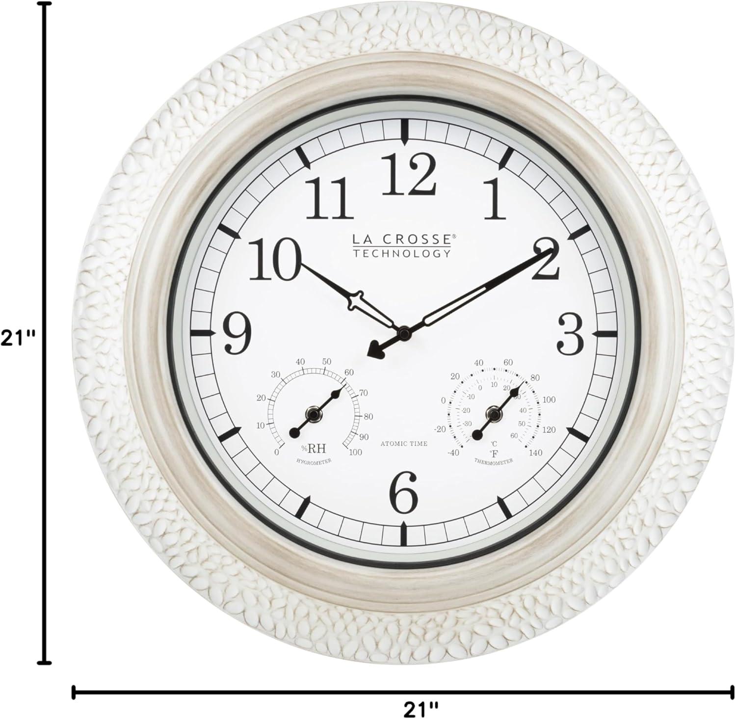 21" White-Washed Hammered Metal Analog Wall Clock