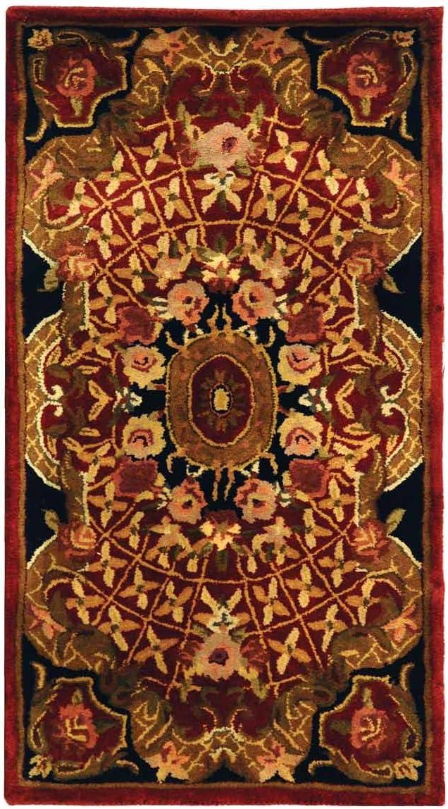 SAFAVIEH Classic Chandler Floral Bordered Wool Area Rug, Burgundy/Black, 2'3" x 4'