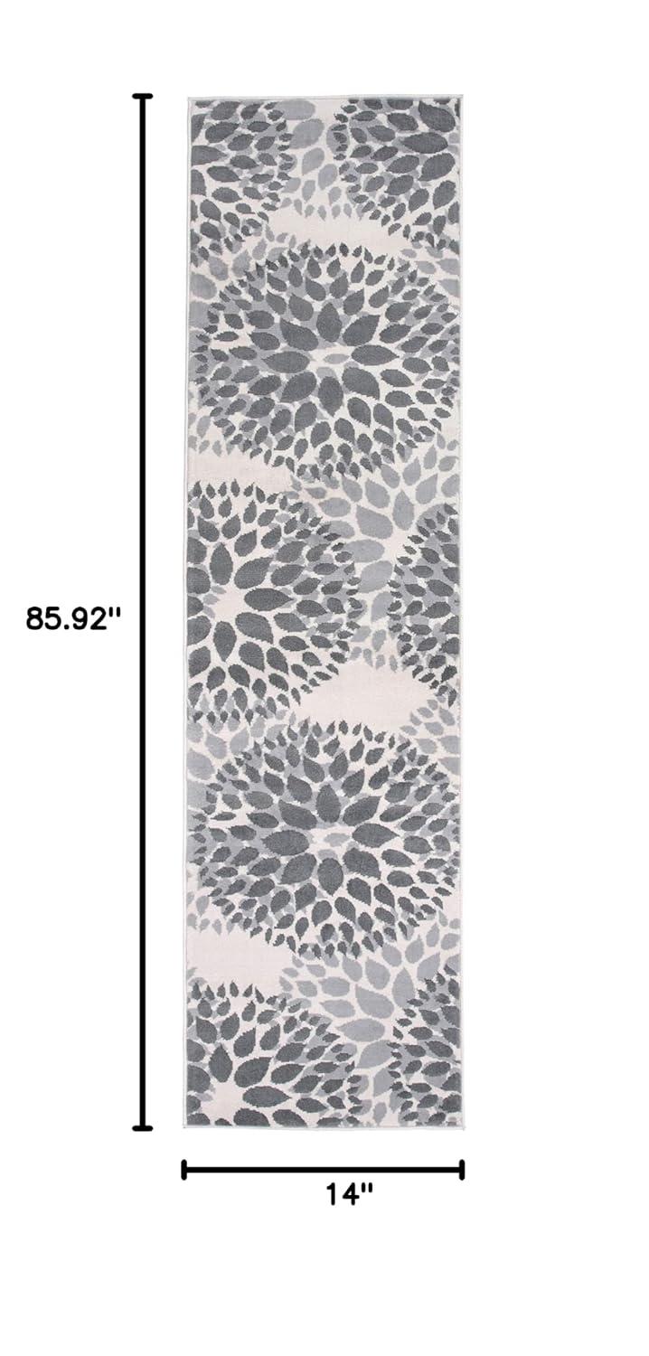 World Rug Gallery Modern Floral Circles Gray 2' x 3' Indoor Area Rug:  Botanical Pattern,  Low Pile,  Stain-Resistant