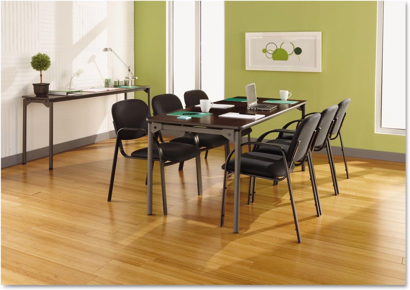 Walnut 24" x 48" Melamine Folding Table with Steel Legs