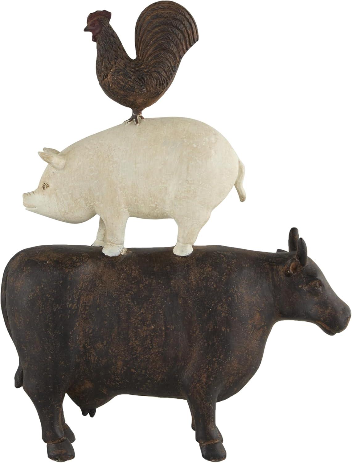 Olivia & May Amazing Animals Stack Sculpture 11"x14": Resin Farm Animal Figurines, Indoor Decorative Object