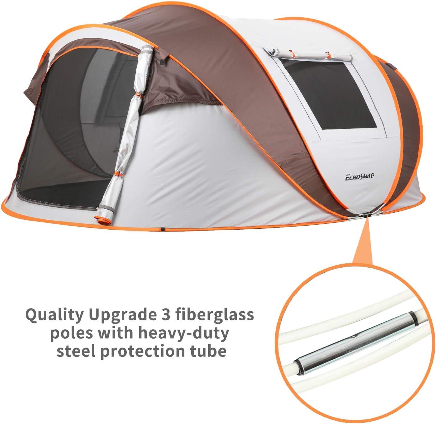 EchoSmile 2-Person White and Brown Pop Up Camping Tent