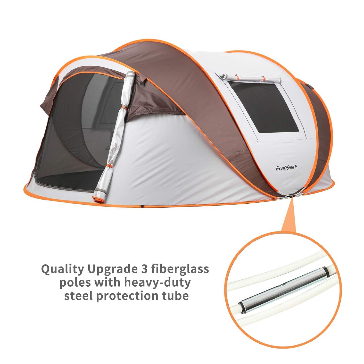 EchoSmile 2-Person White and Brown Pop Up Camping Tent
