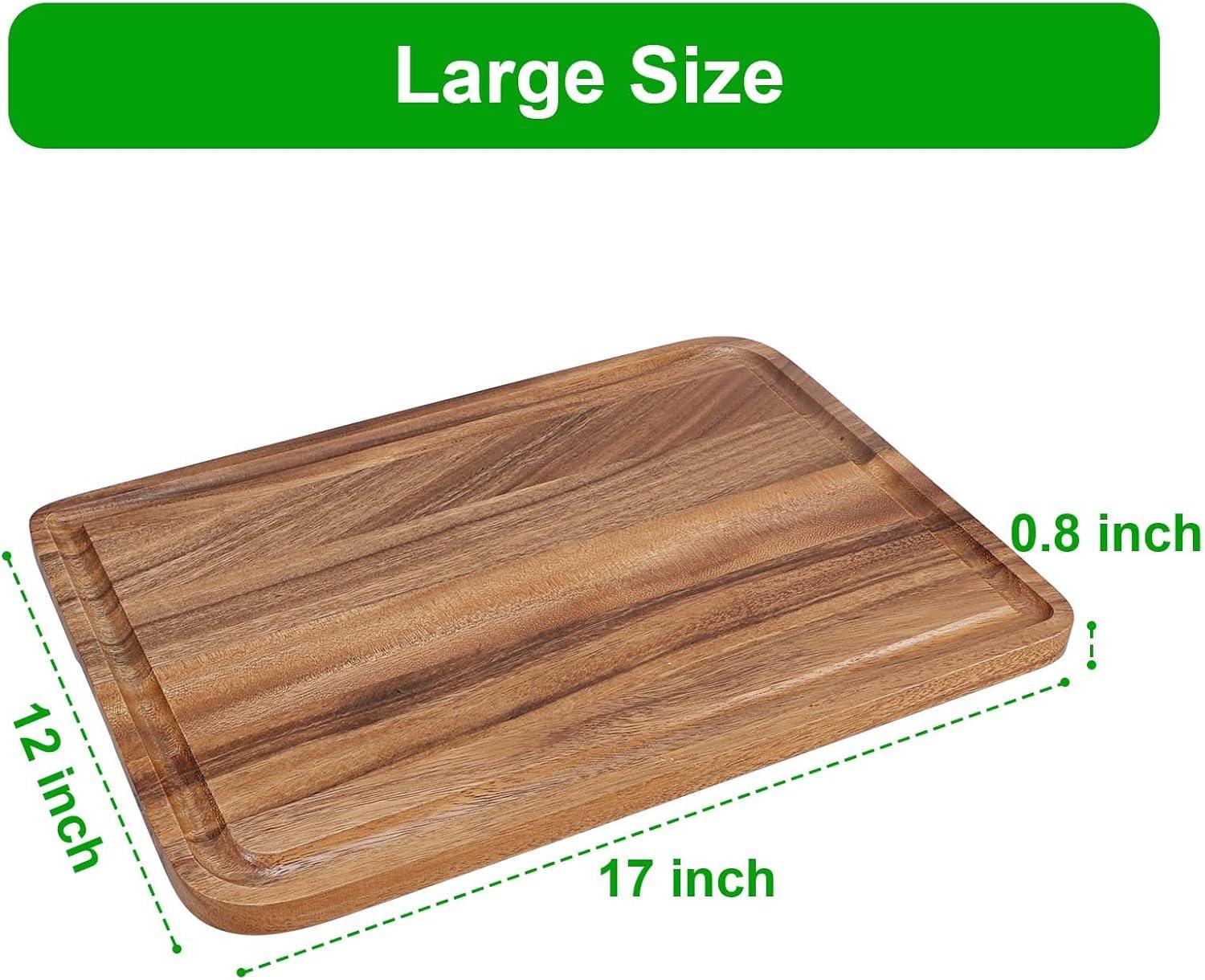 Acacia Wood Rectangular Cutting Board with Juice Groove