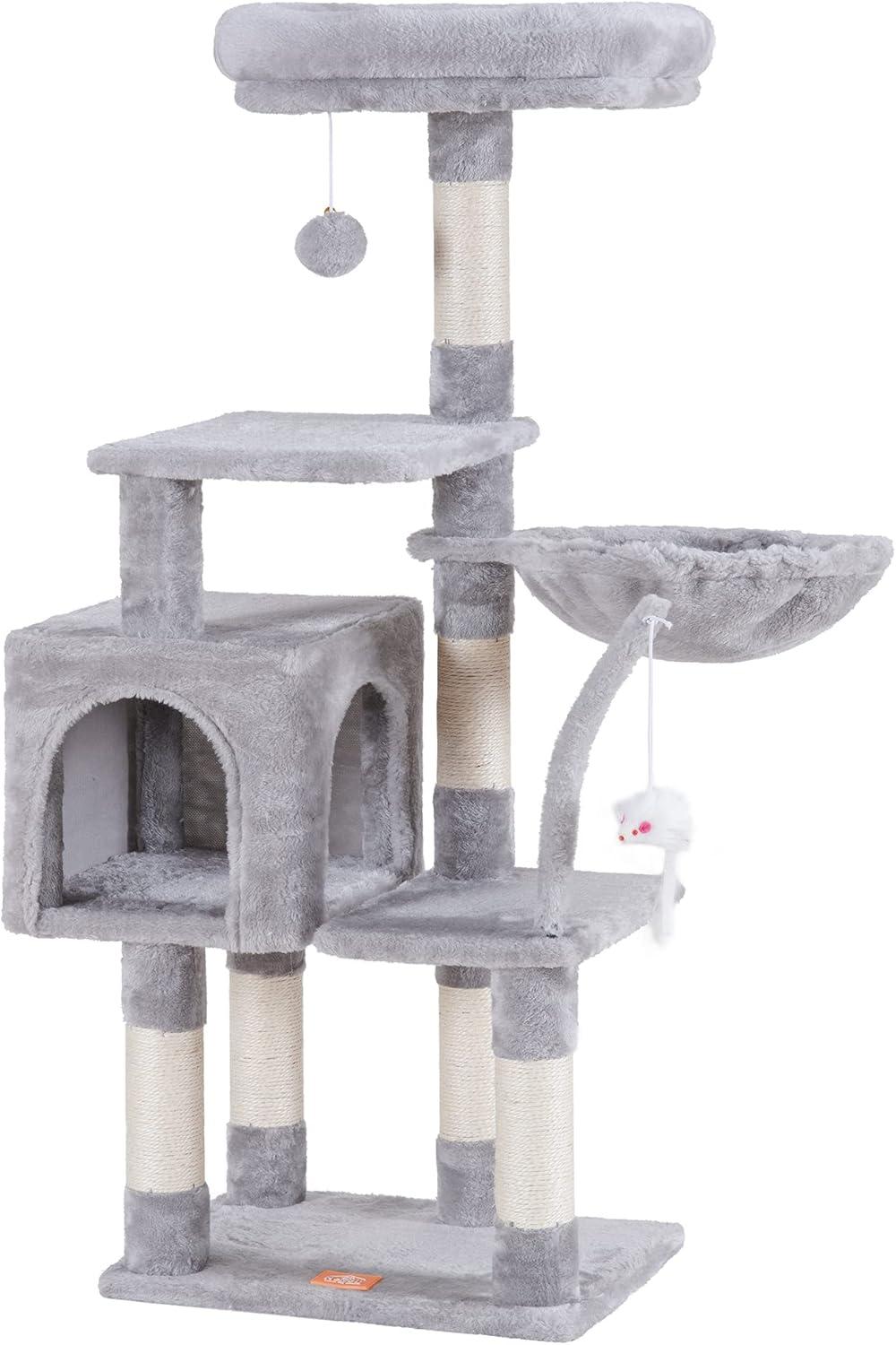 Light Gray 43.3" Cat Tree with Sisal Scratching Posts