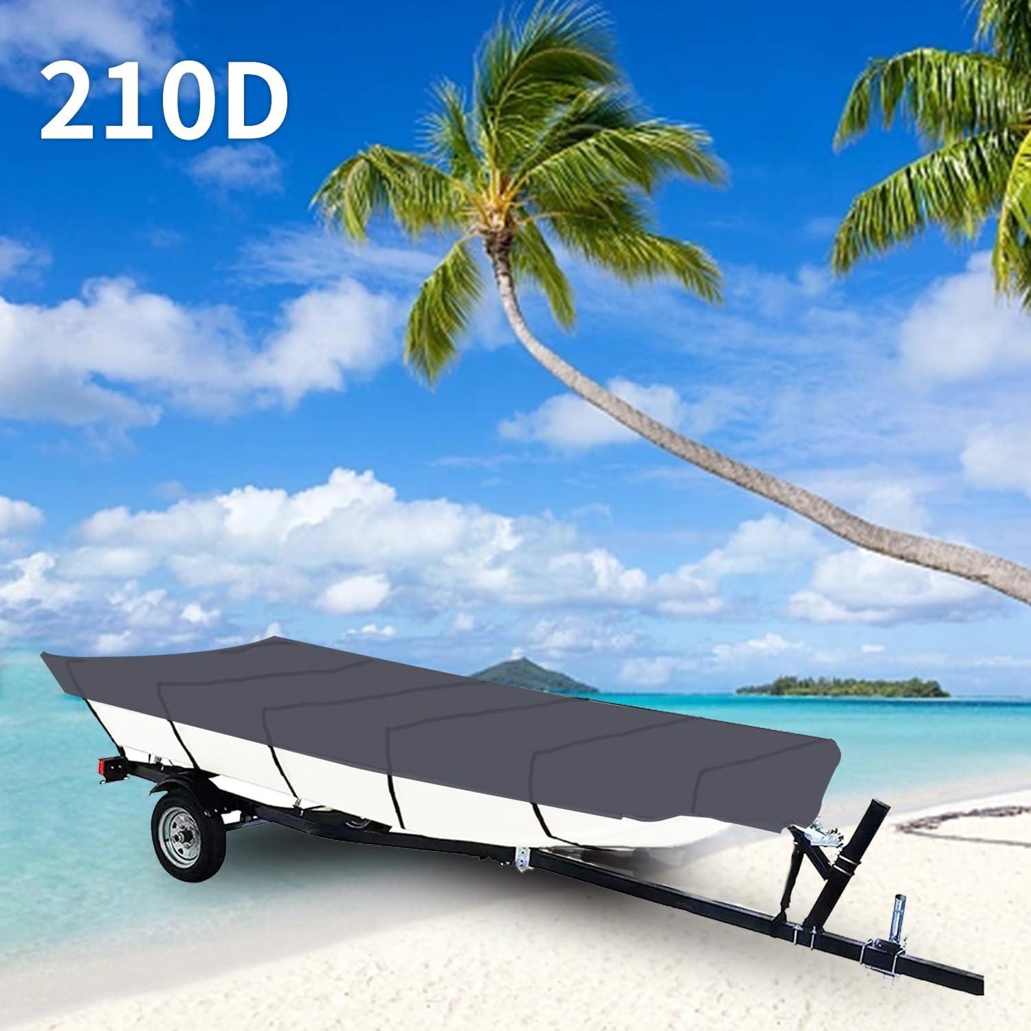 Genrics 12Ft Boat Cover Waterproof Heavy Duty Trailerable Replacement for Jon Boat Grey