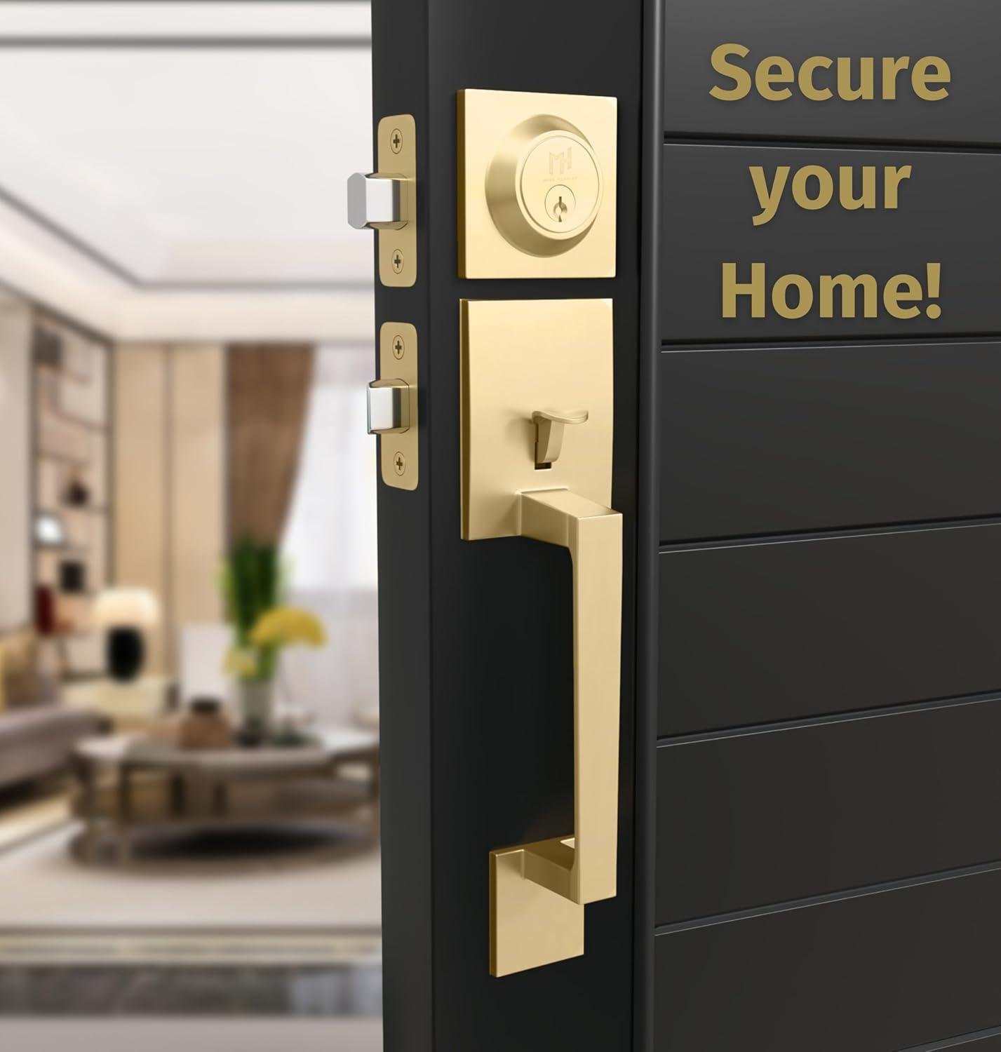 Mega Handles TOBELLE SQUARE Door Lock, Keyless Interior Door Handle Set for Hallway, Closet, Bathroom, Door Lever Interior, Lock, Door Handle - Heavy Duty Design