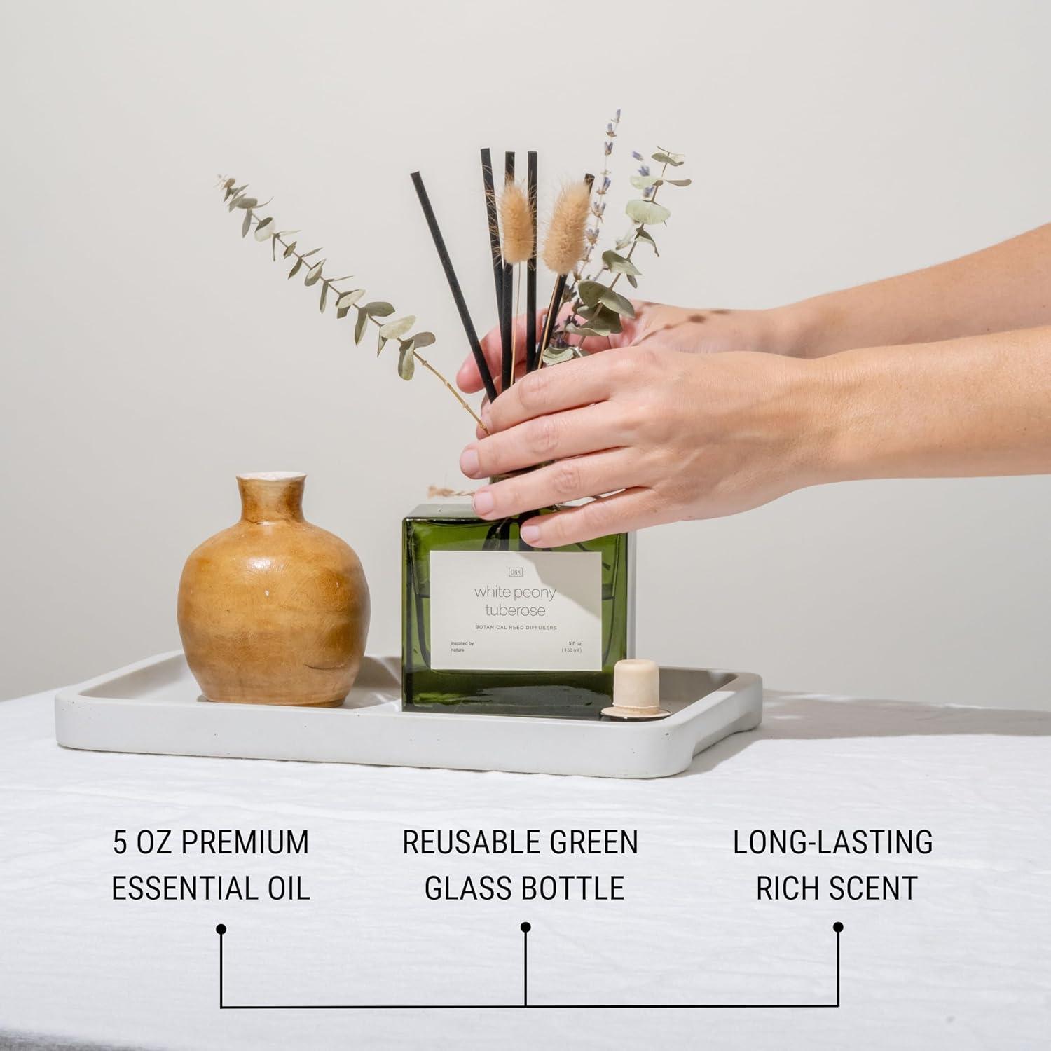 Craft & Kin Reed Diffuser Set With Flower For Home With White Peony Tuberose Scent