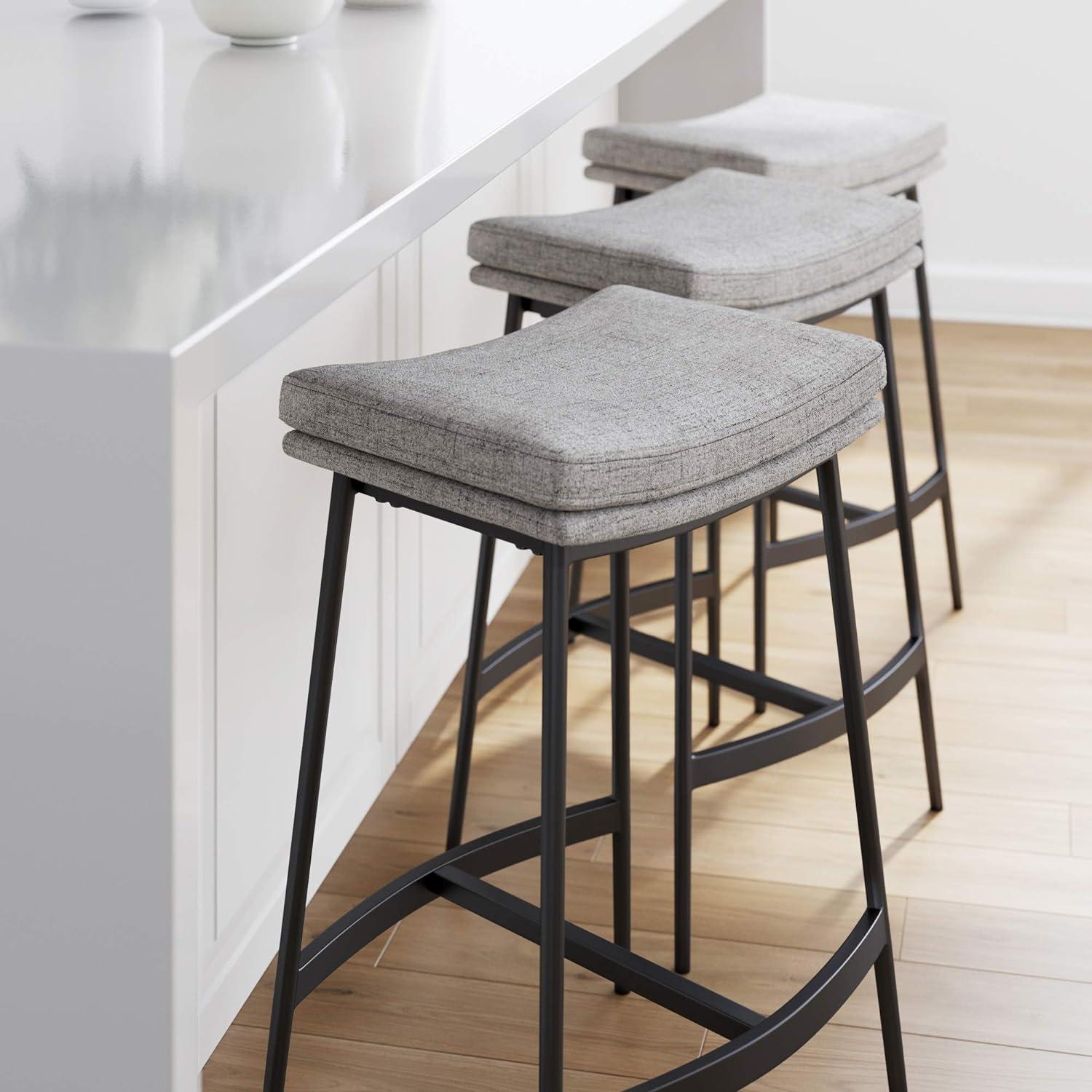 Upholstered Counter Height Metal Barstool - Nathan James