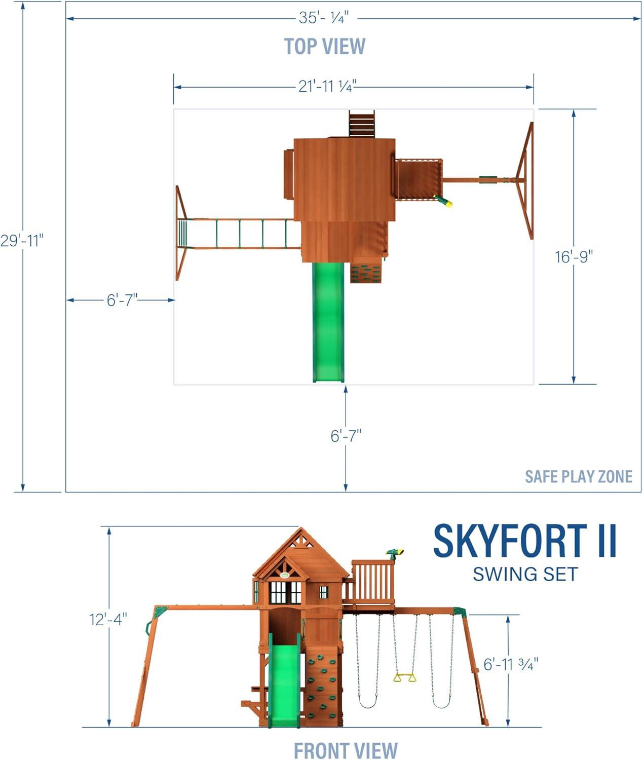 Skyfort II Cedar Wood Swing Set with Slide and Swings