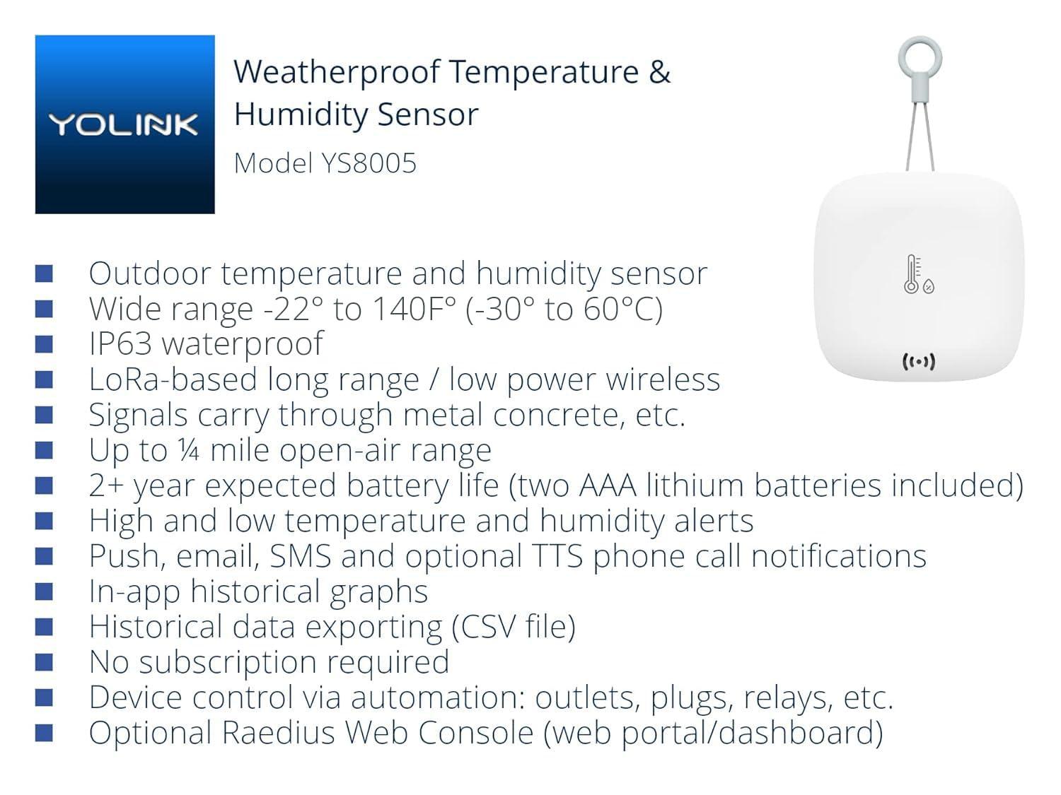 YoLink YS8005-UC, White Security Household Sensors & Alarms