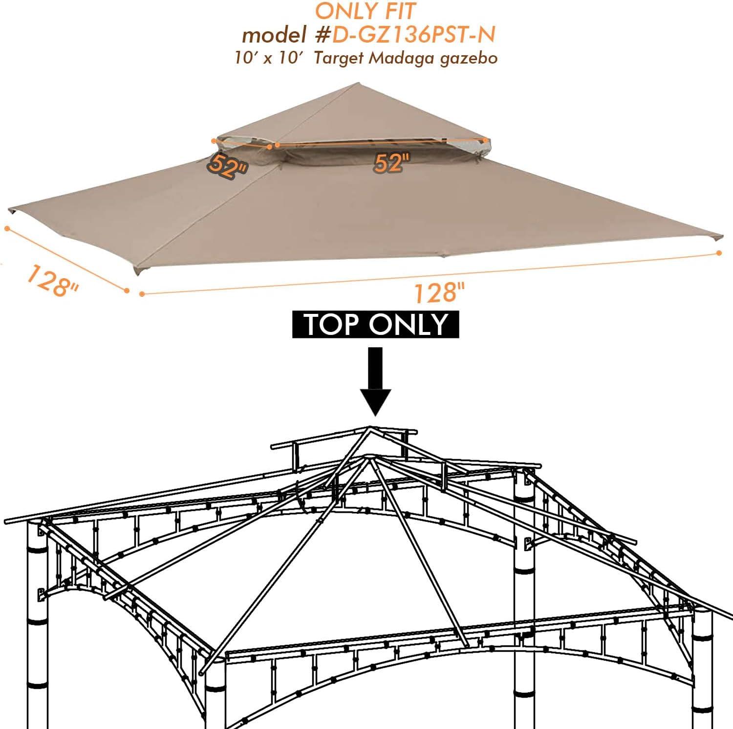 Beige 10ft x 10ft UV-Resistant Replacement Canopy Roof