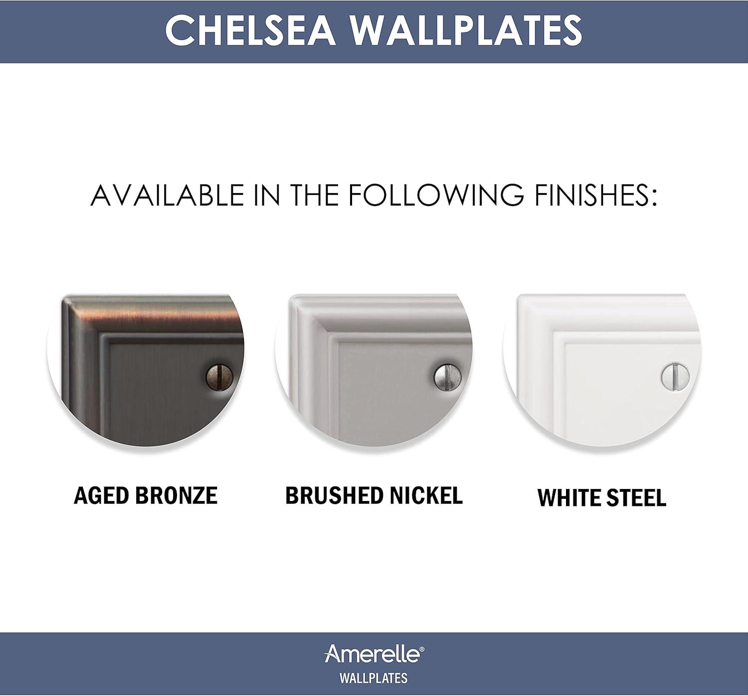 Amerelle Chelsea Brushed Nickel 1 gang Stamped Steel Decorator Wall Plate 1 pk