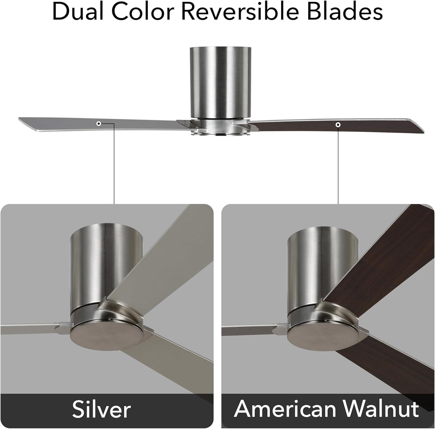 Brushed Steel 44" Ceiling Fan with Reversible Blades and Remote