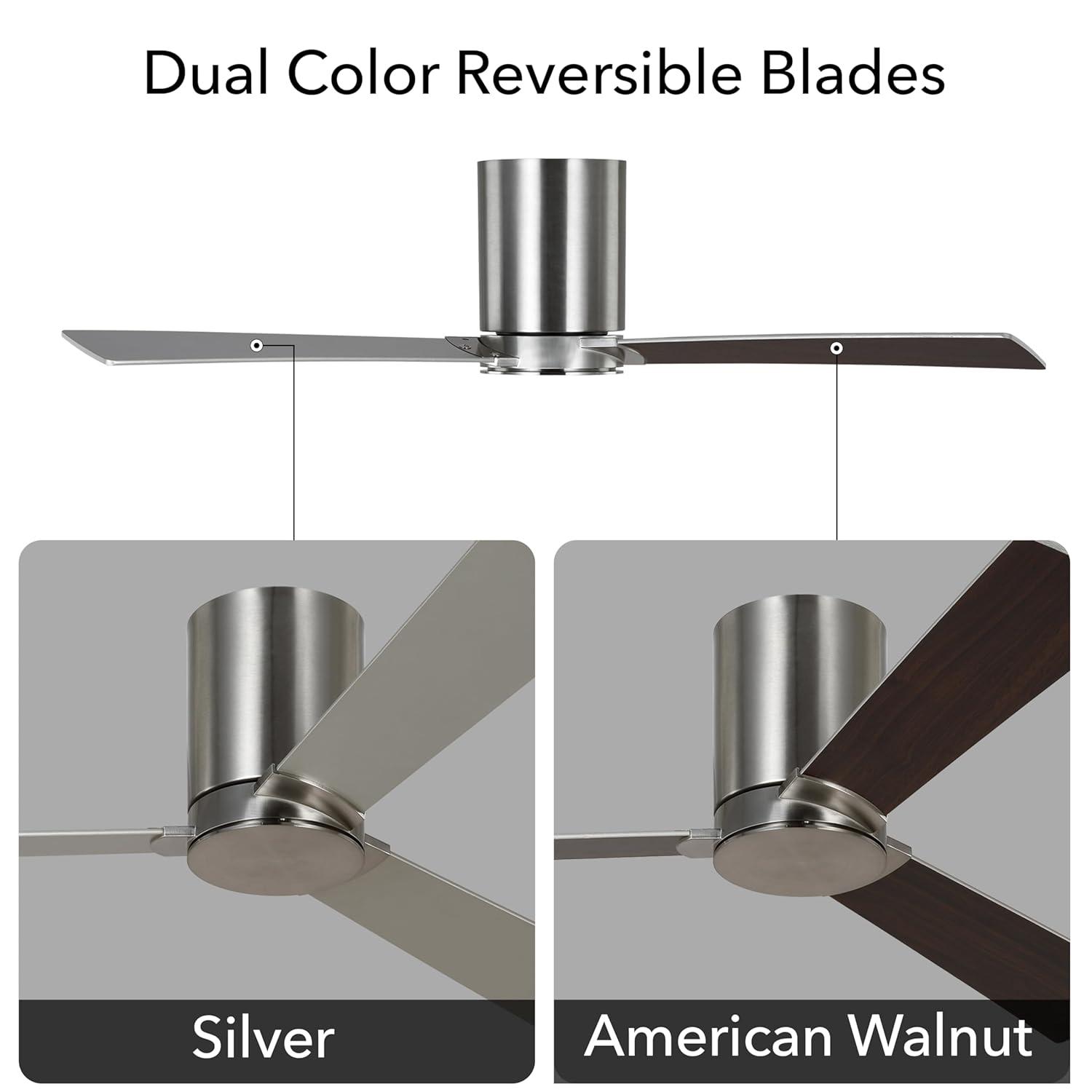 Brushed Steel 52" Ceiling Fan with Reversible Walnut Blades