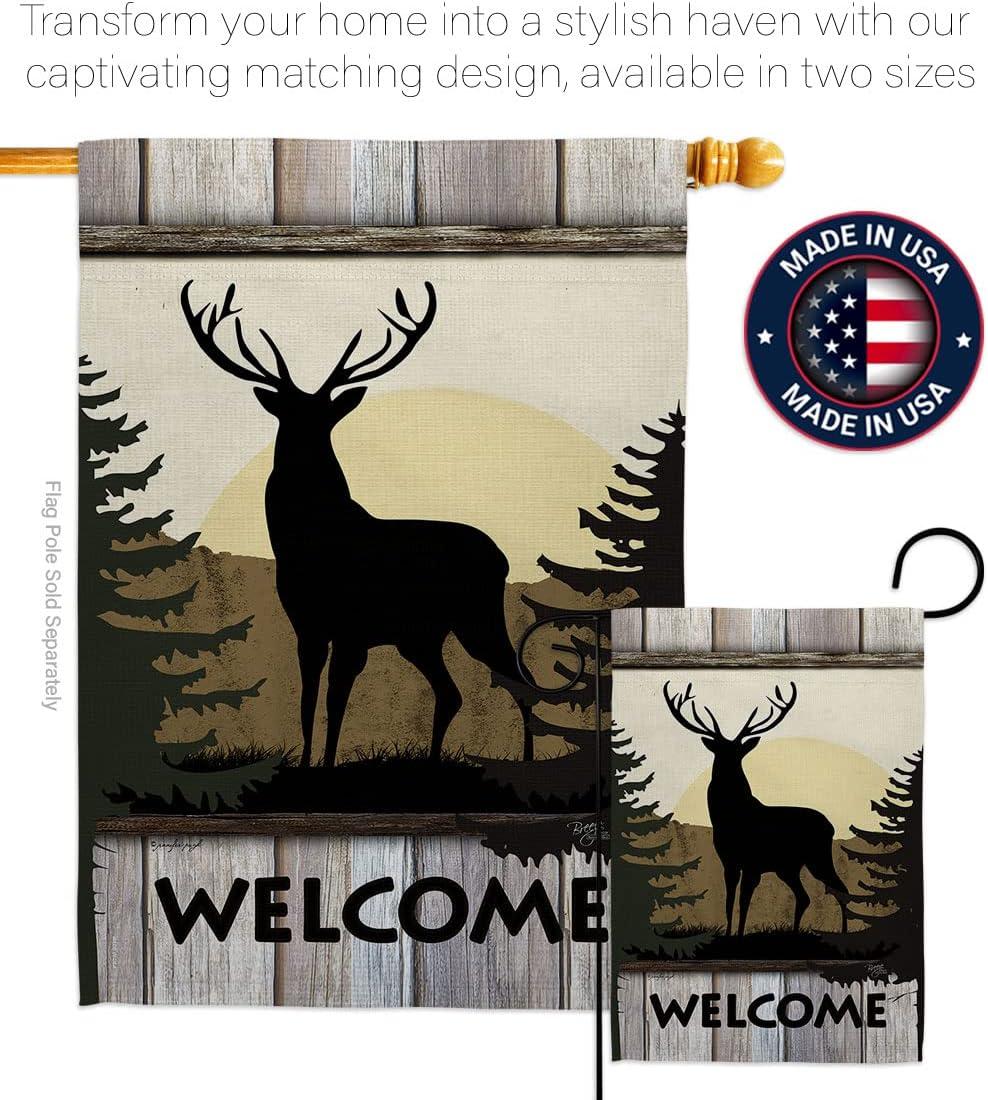 Welcome Deer Nature Wildlife Vertical Garden Flag 13" x 18.5"