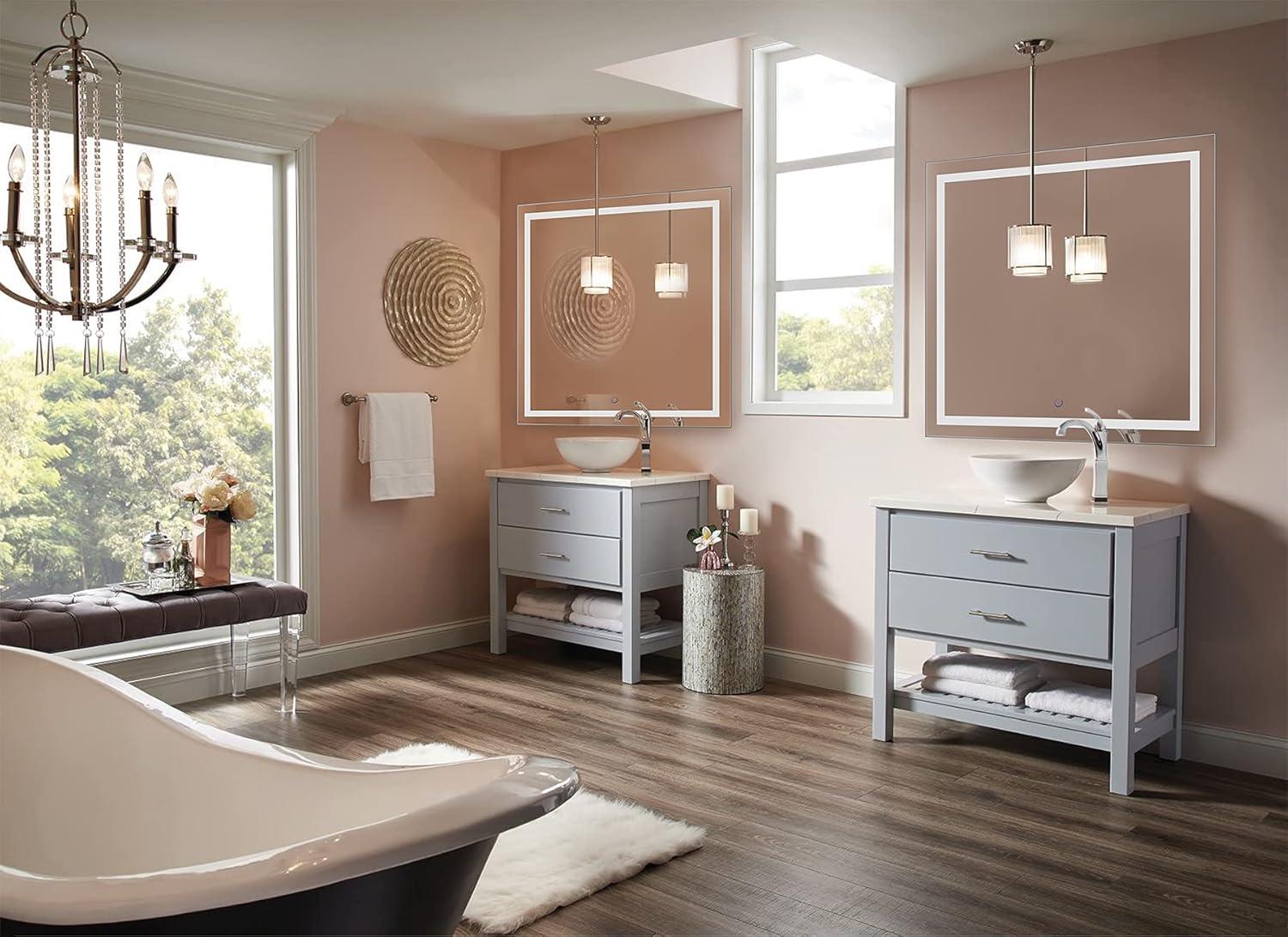 Krugg Icon Square LED Bathroom Mirror with Dimmer and Defogger - 3 Sizes