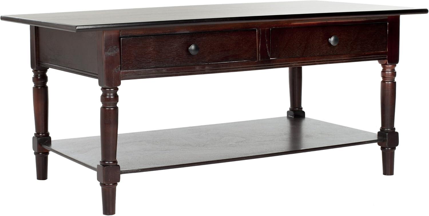 Boris 2 Drawer Coffee Table - Dark Cherry - Safavieh