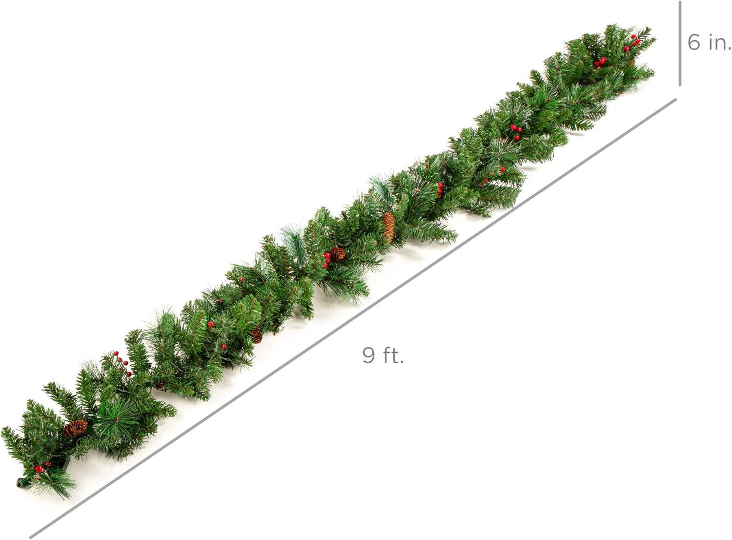 9ft Pre-Lit Artificial Christmas Garland with Pine Cones and Berries