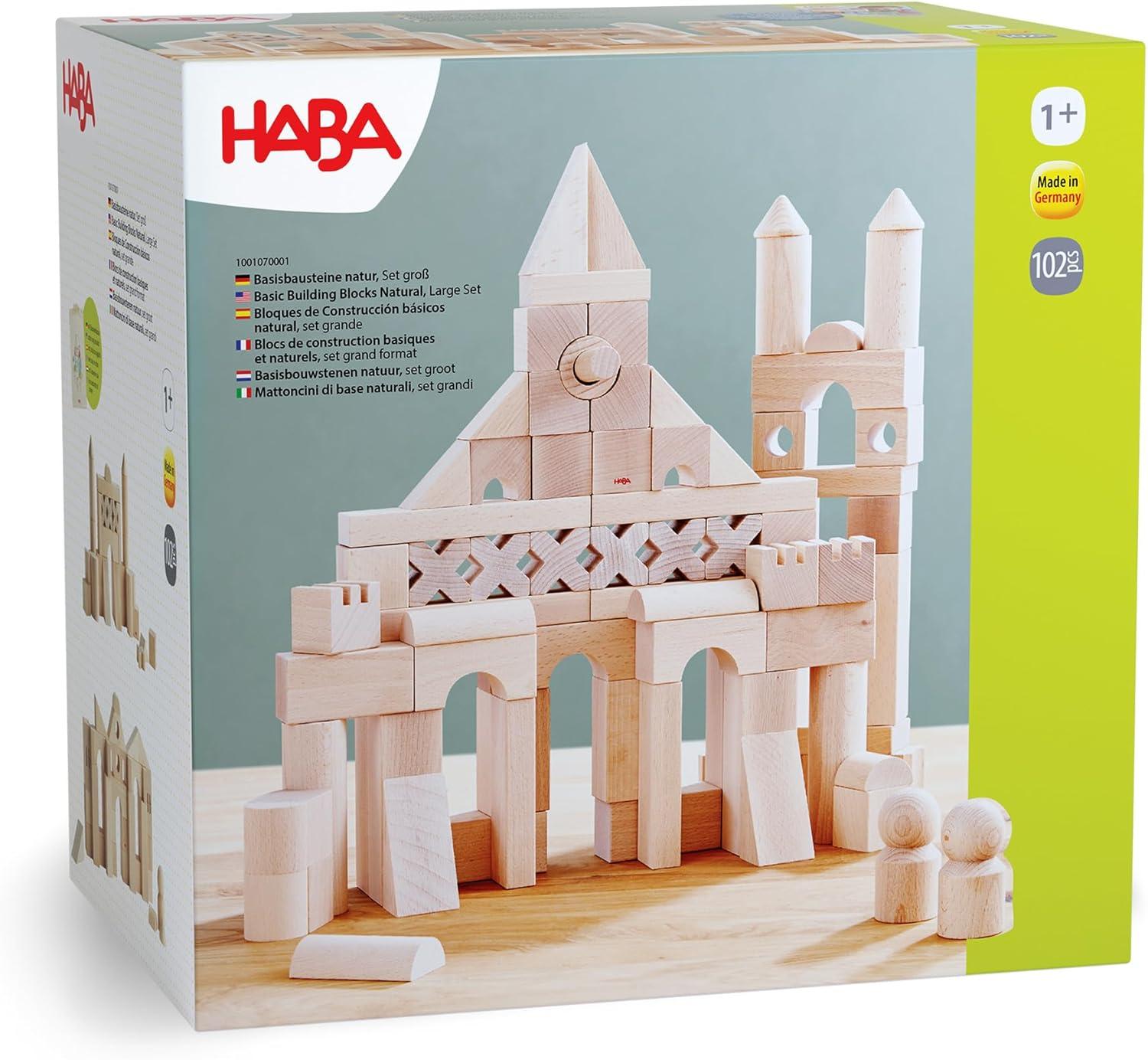 HABA Basic Building Blocks 102 Piece Extra Large Wooden Starter Set (Made in Germany)
