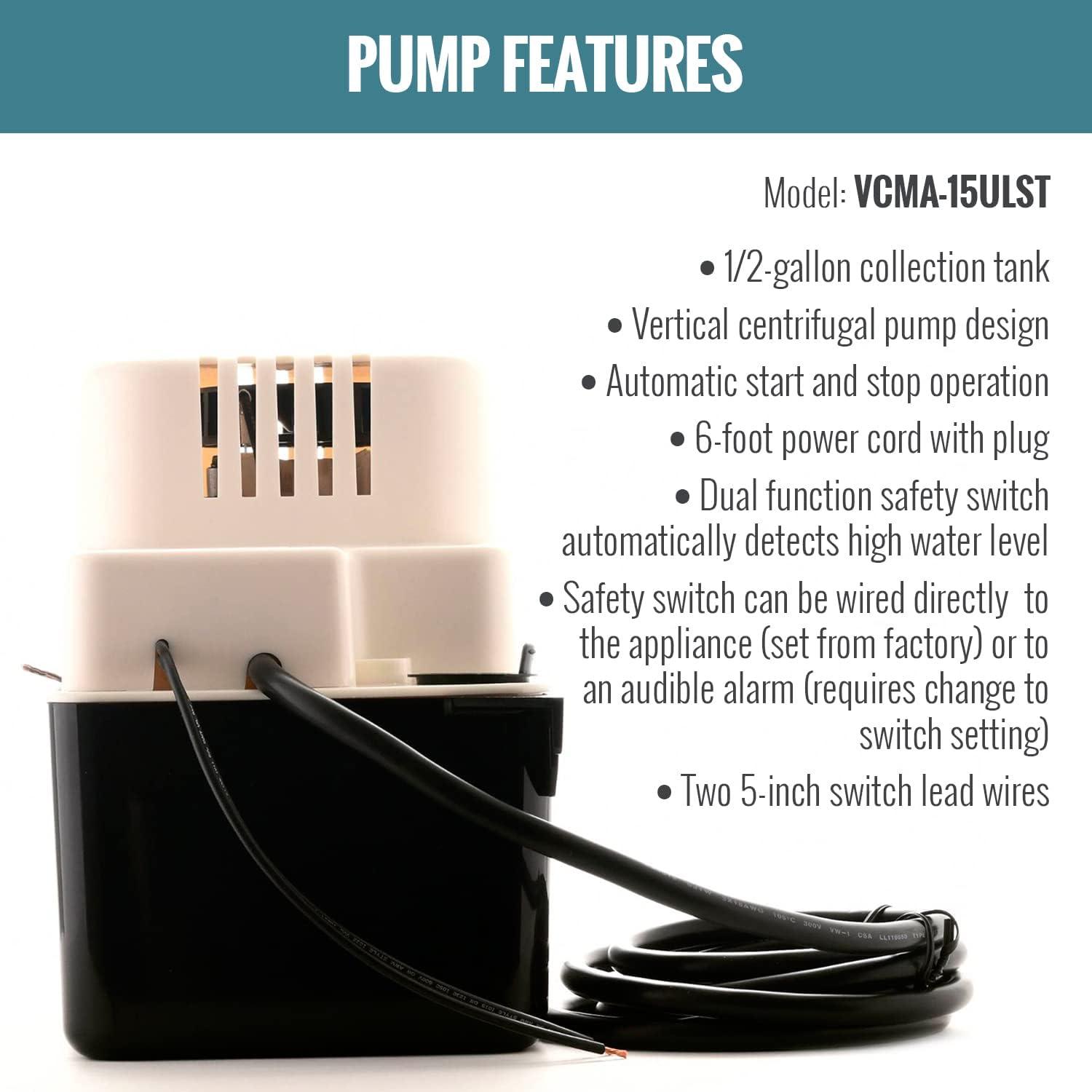 Little Giant Pump-554415 VCMA-15ULST 115V Automatic Condensate Removal Pump w/ Safety Switch