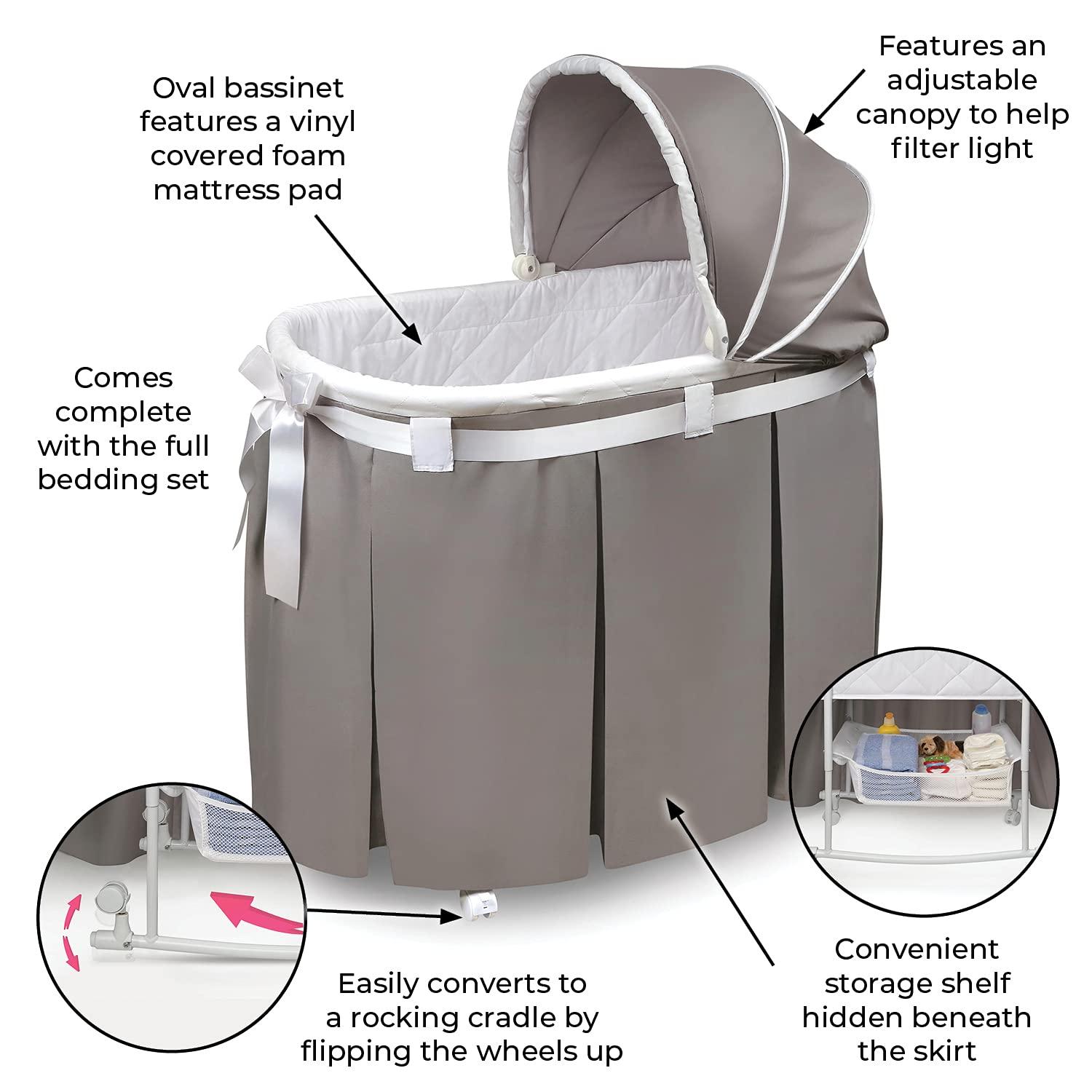 Badger Basket Wishes Oval Bassinet, Gray