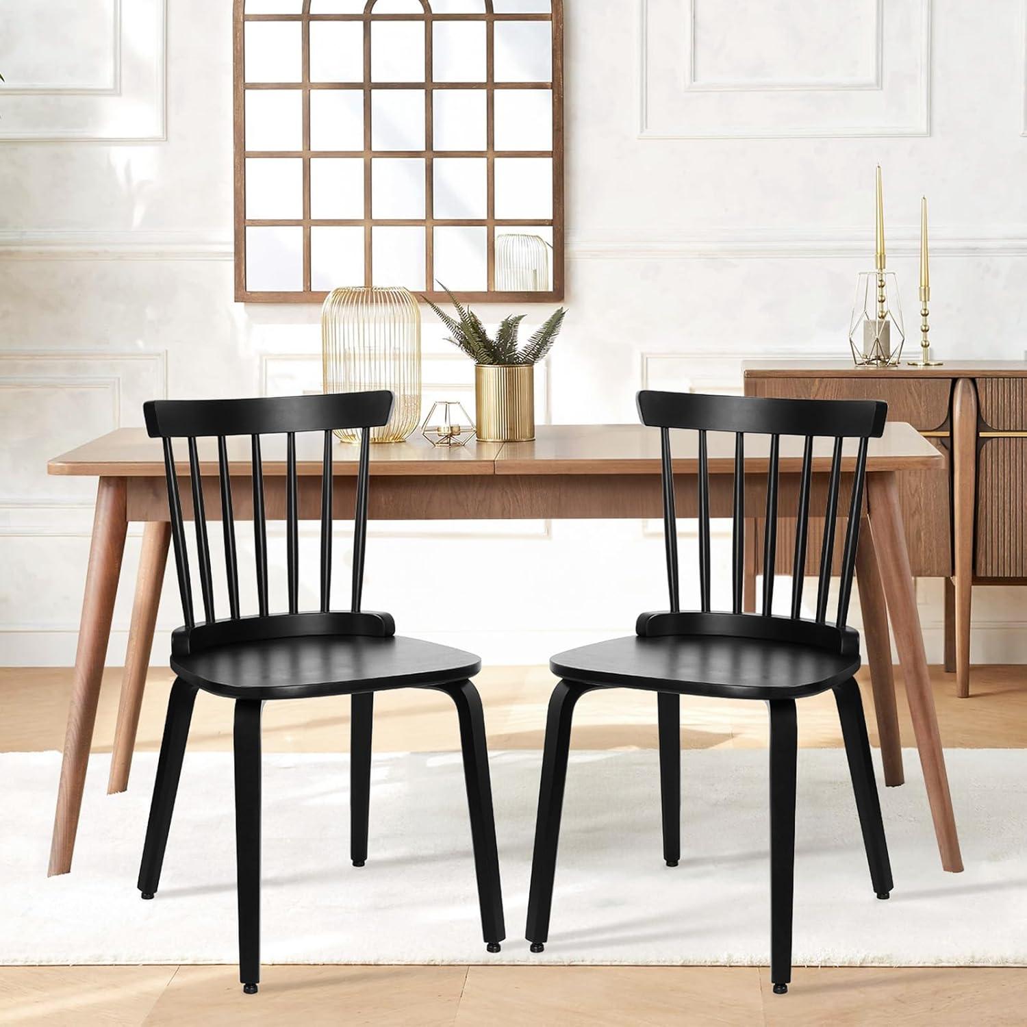 Dining Chair Set of 2 Solid Wood Farmhouse Windsor Style Side Chair for Dining Room Kitchen Office