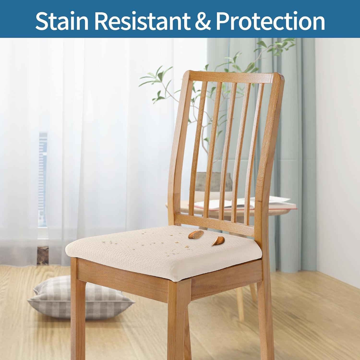 Furrygo Washable 4 Pieces Polyester Dining Chair Slipcovers, Navy