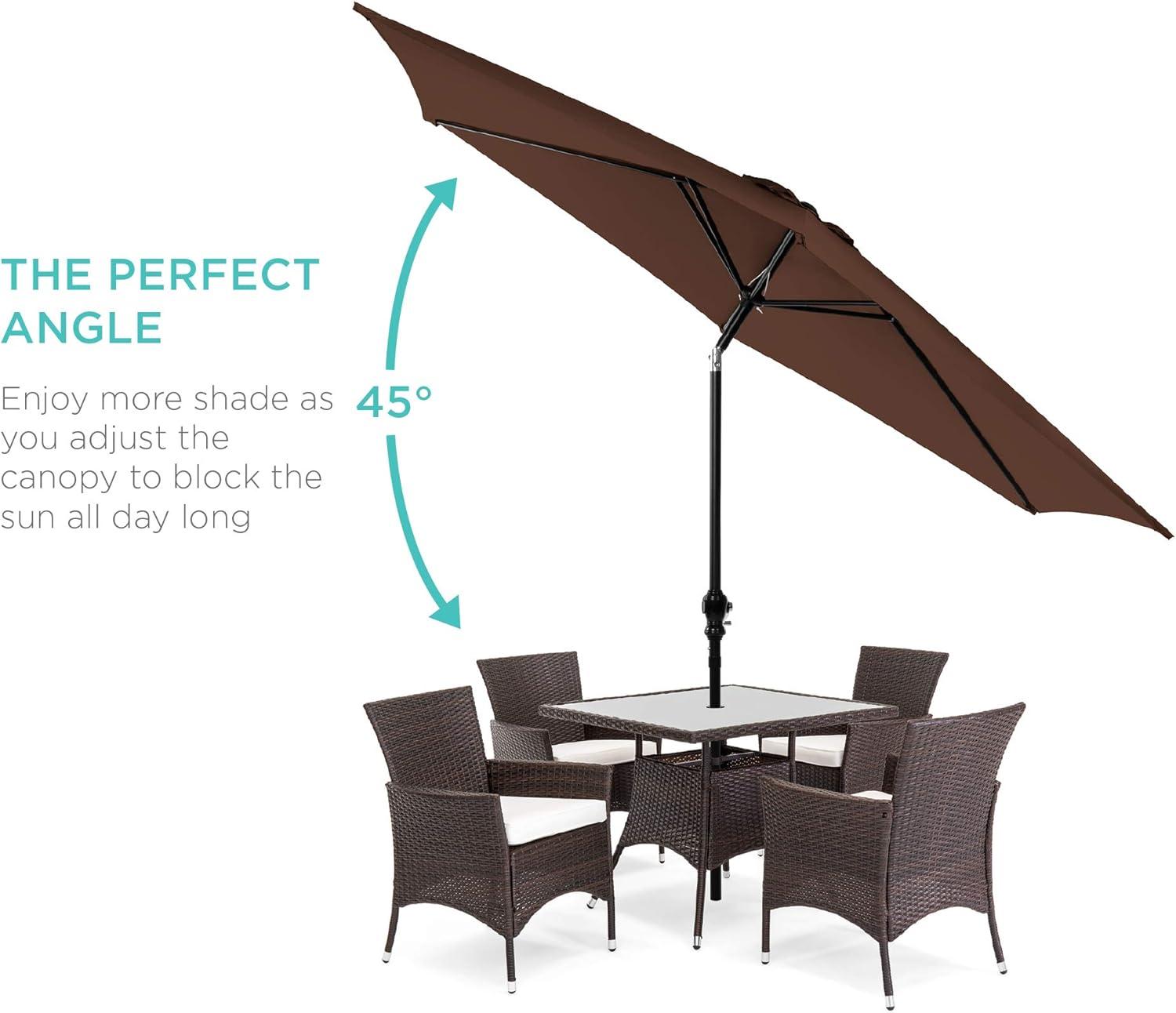 Best Choice Products 10ft Outdoor Steel Market Patio Umbrella w/ Crank, Tilt Push Button, 6 Ribs - Brown