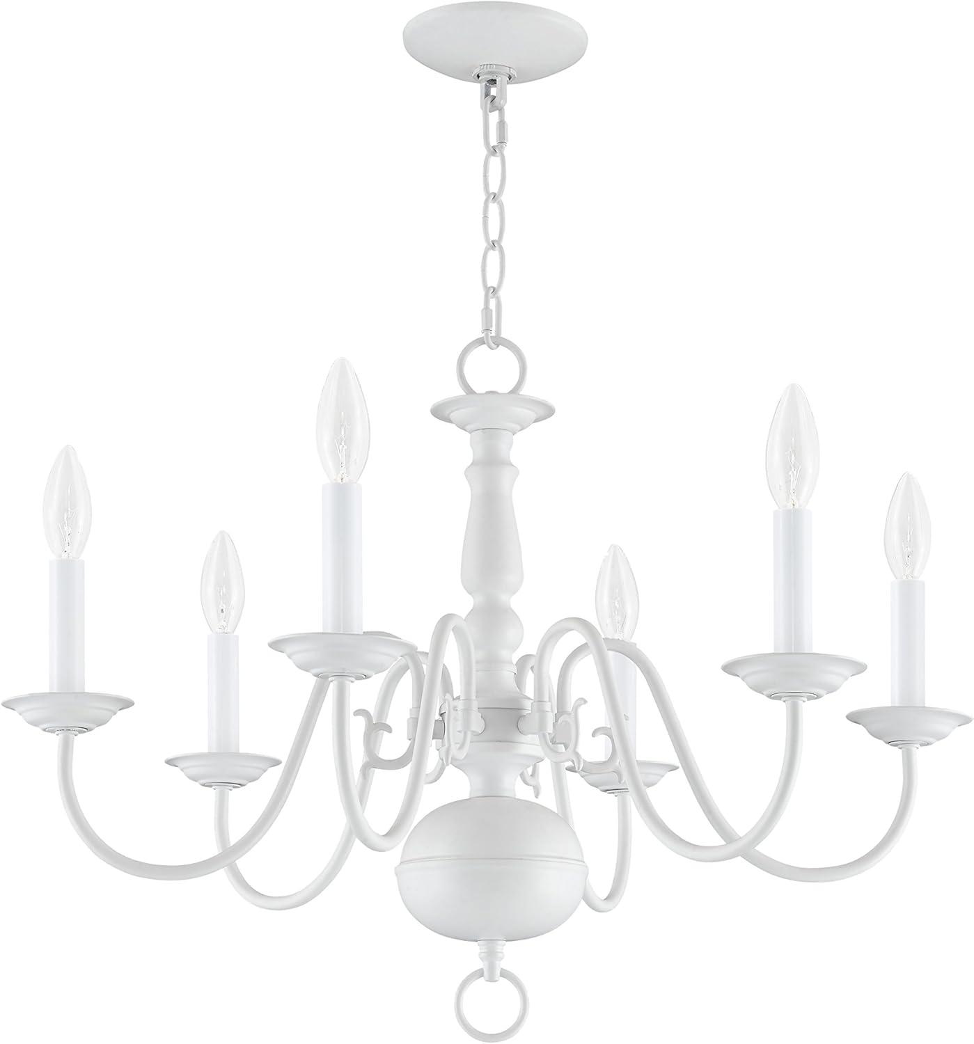 Colonial Elegance White 6-Light Candelabra Chandelier