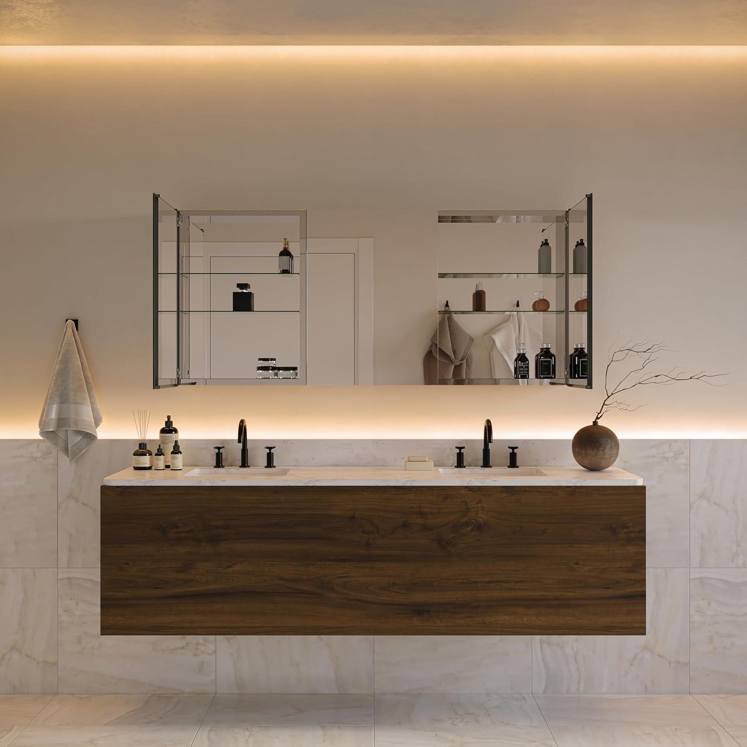 Fresca Senza 49" W x 26" H Surface/Recessed Mount Bathroom Medicine Cabinet with 4 Adjustable Shelves