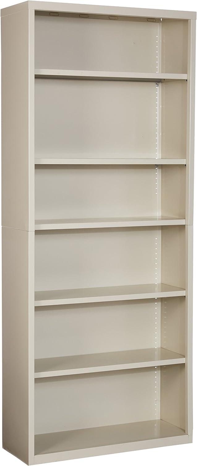 Fortress Series Putty Steel 6-Shelf Adjustable Bookcase 82"H