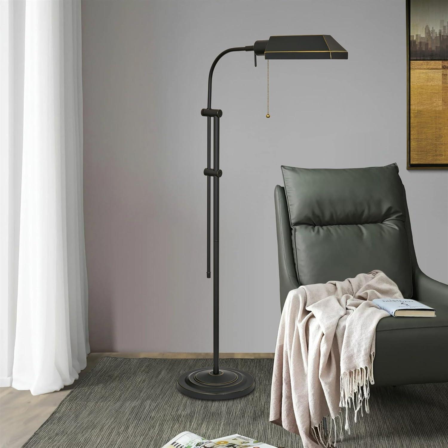GOURE Prescott 58" Modern Industrial Adjustable Standing Pharmacy Floor Lamp, Dark Bronze Finish, Includes 6W LED Bulb (60W eq.) Energy Efficient, Eco-Friendly, Pivot Head for Hobby/Precise Task