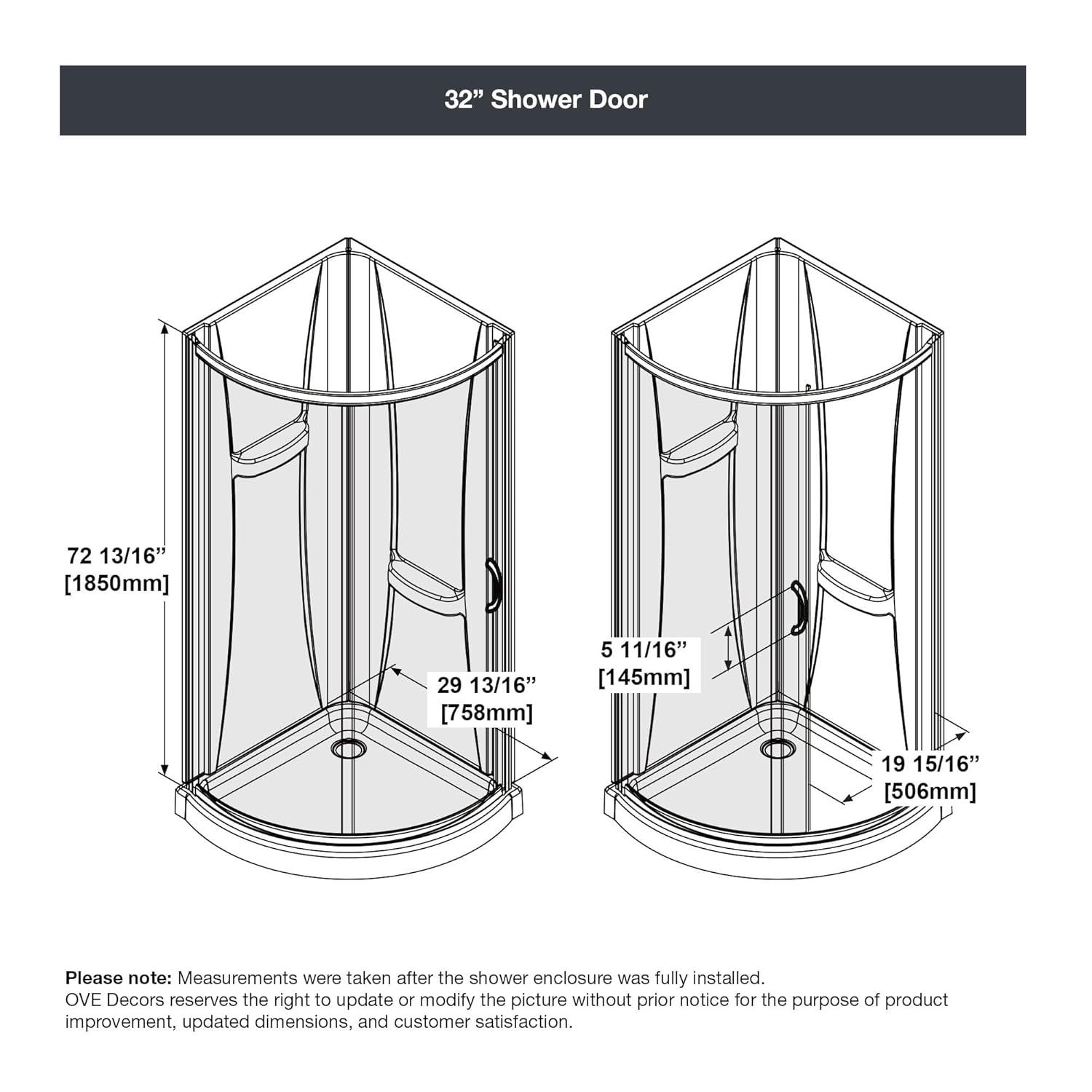 OVE Decors Breeze 33 in. Round Shower Kit w/ Clear, Base, Wall