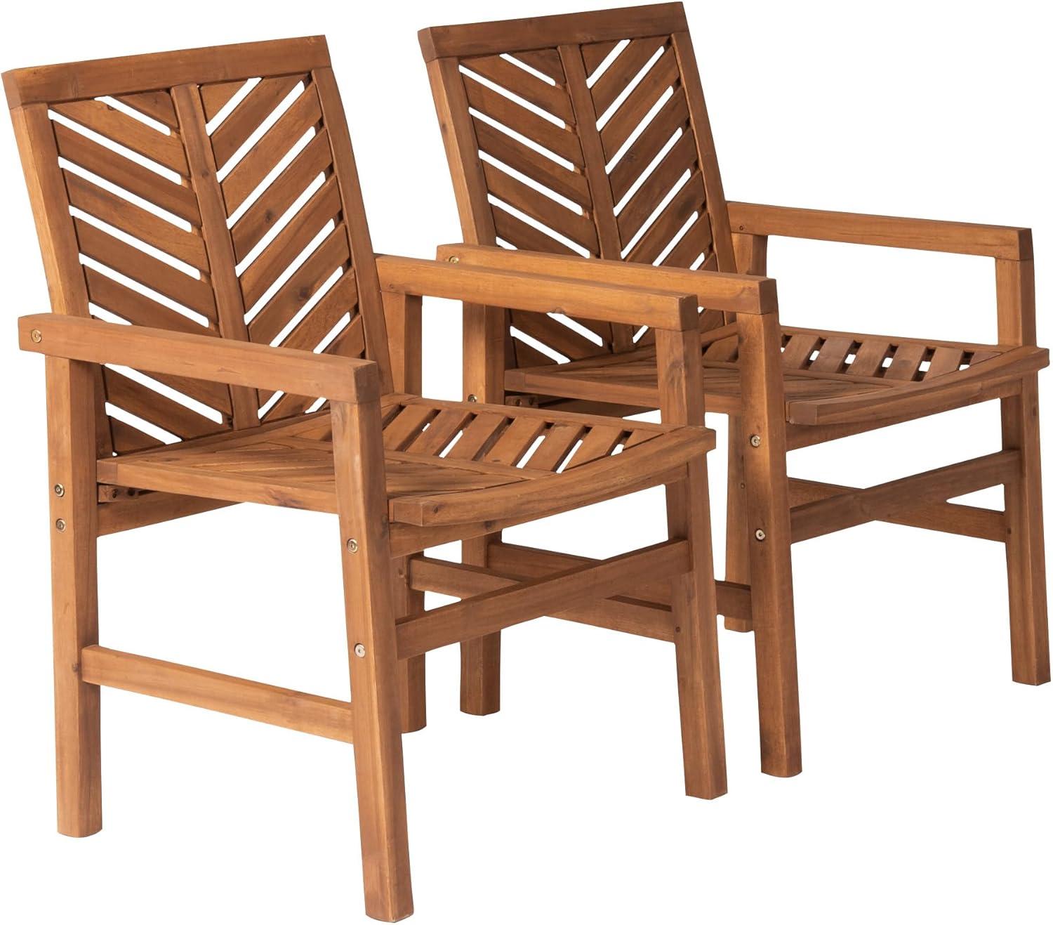 2pk Slatted Chevron Acacia Wood Patio Chairs - Saracina Home