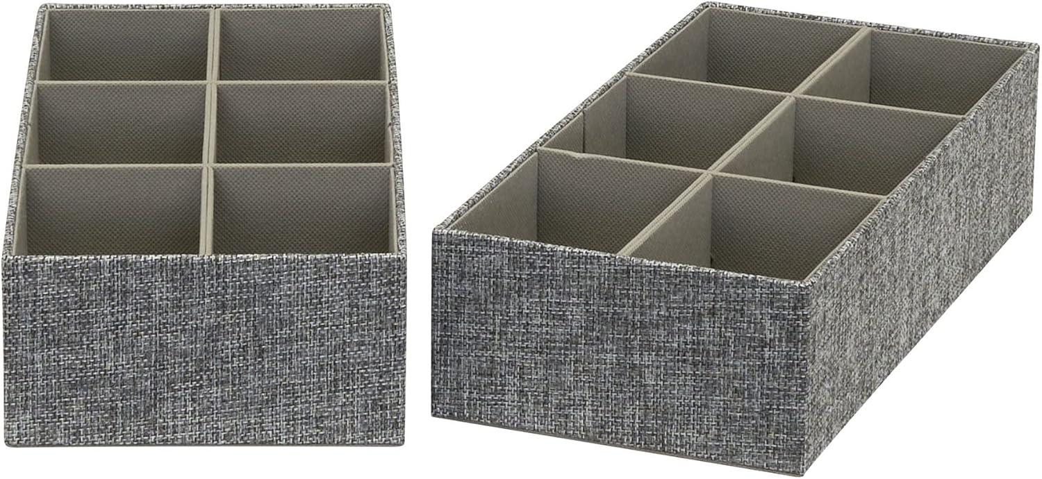 Household Essentials 3pc Drawer Organizer Set Graphite Linen: Stackable Decorative Boxes, Polyester, 12.6"x12.6" Rectangle