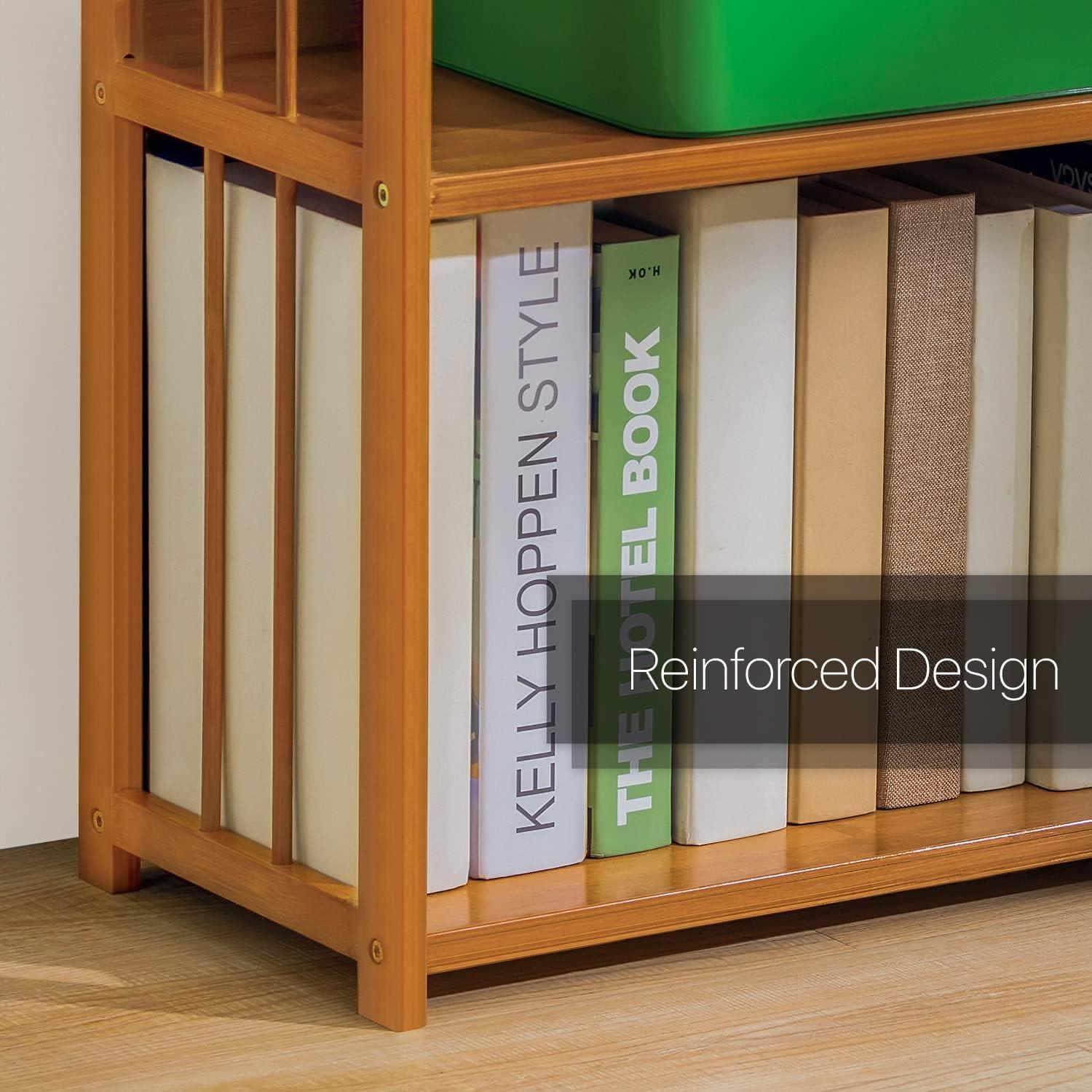 MoNiBloom Bamboo 6 Shelves Modern Bookshelf, Open Bookcase Shelves Organizer Rack, Natural, for Home