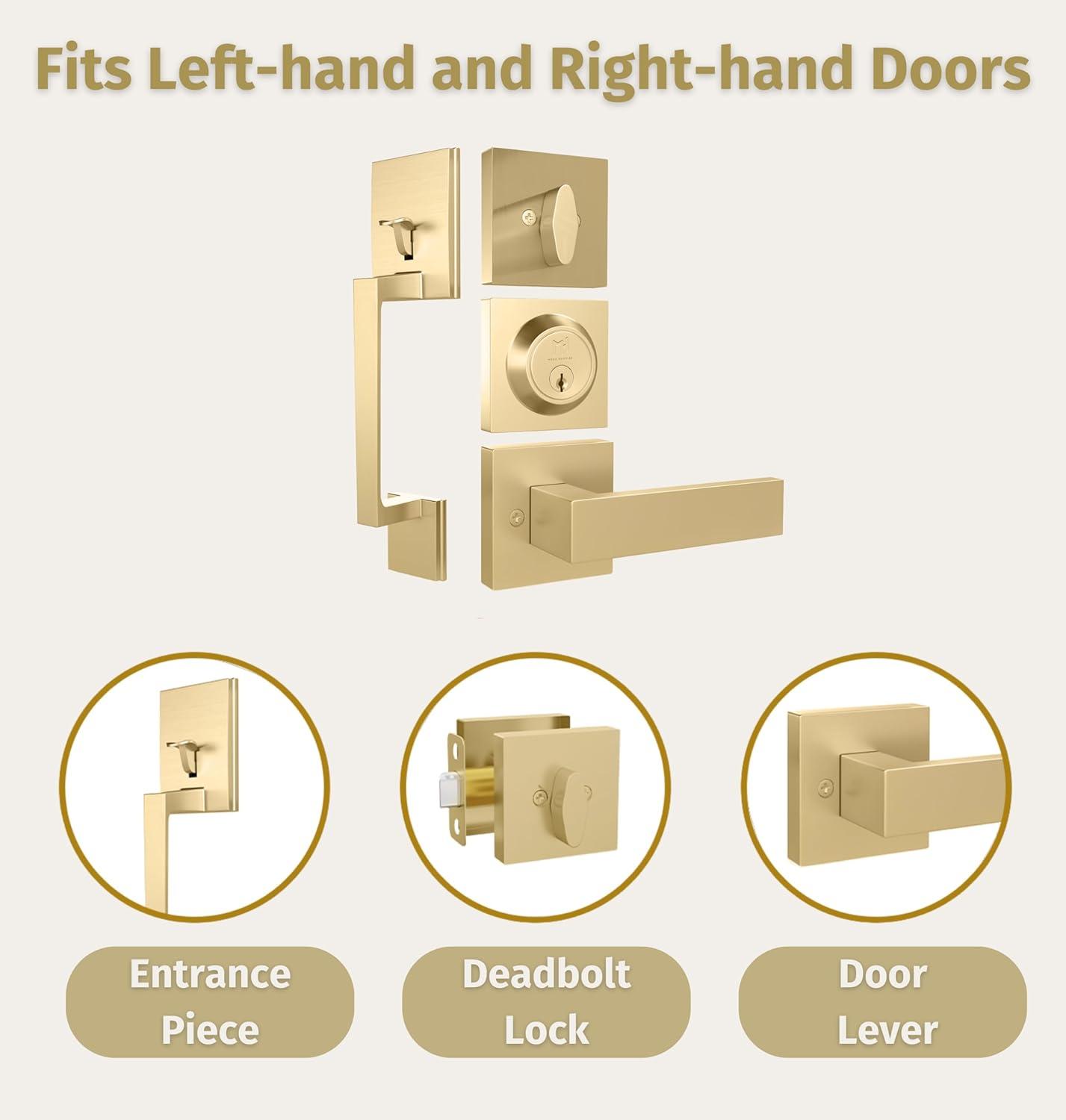 Mega Handles TOBELLE SQUARE Door Lock, Keyless Interior Door Handle Set for Hallway, Closet, Bathroom, Door Lever Interior, Lock, Door Handle - Heavy Duty Design